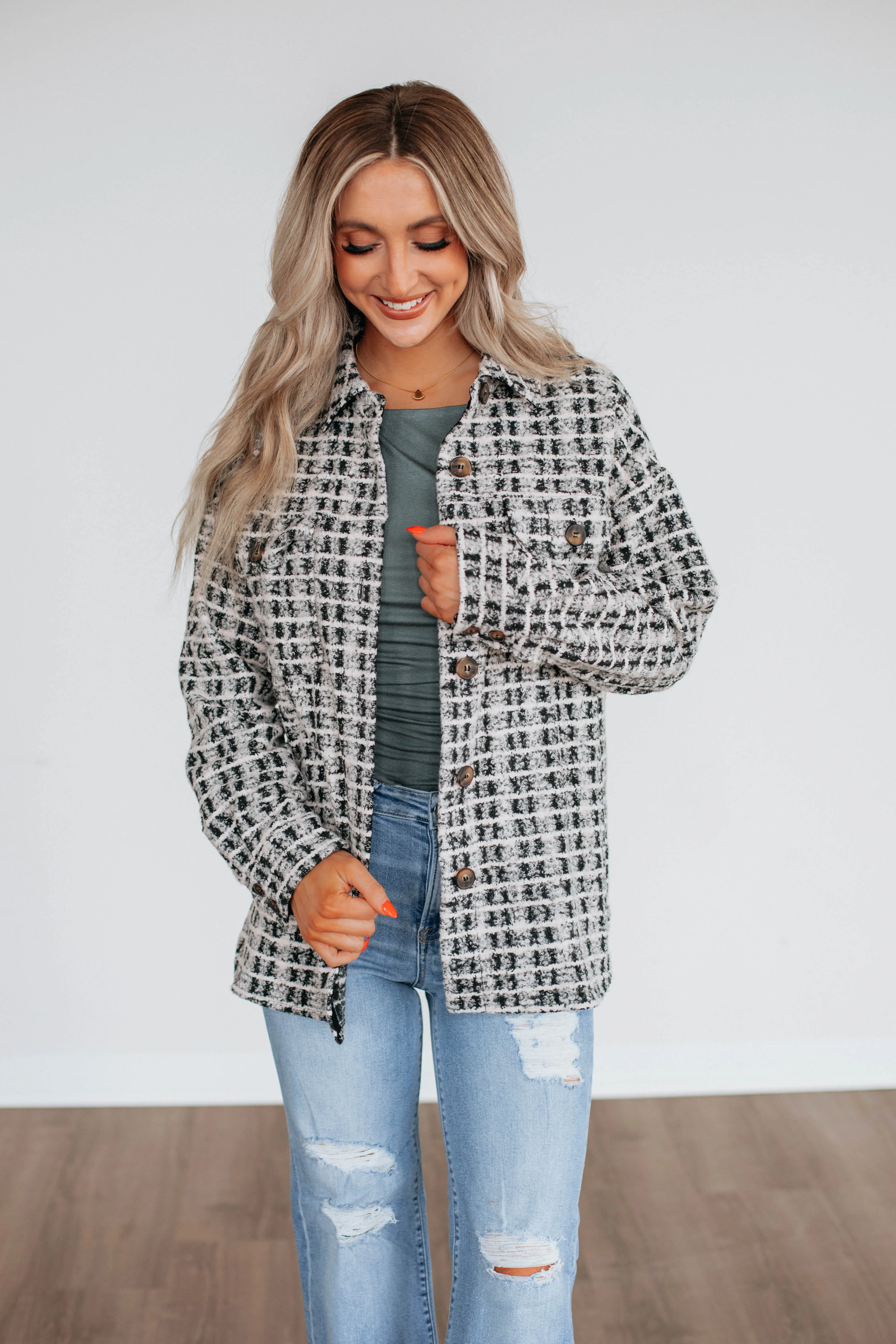 Setting New Standards Shacket - Black Mix sold by Wild Oak Boutique product image thumbnail 4