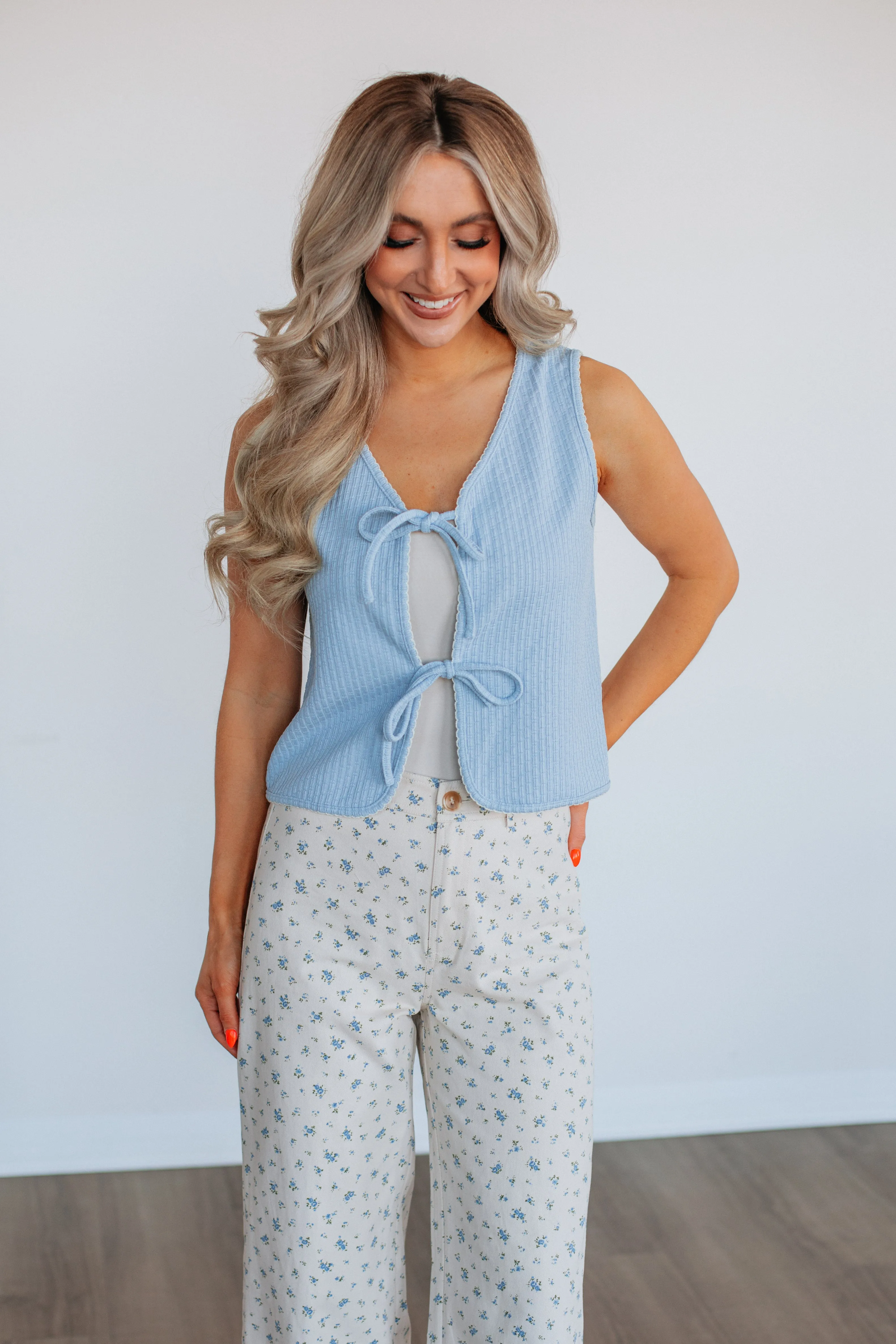 Taelor Vest Top - Sky Blue sold by Wild Oak Boutique product image thumbnail 4