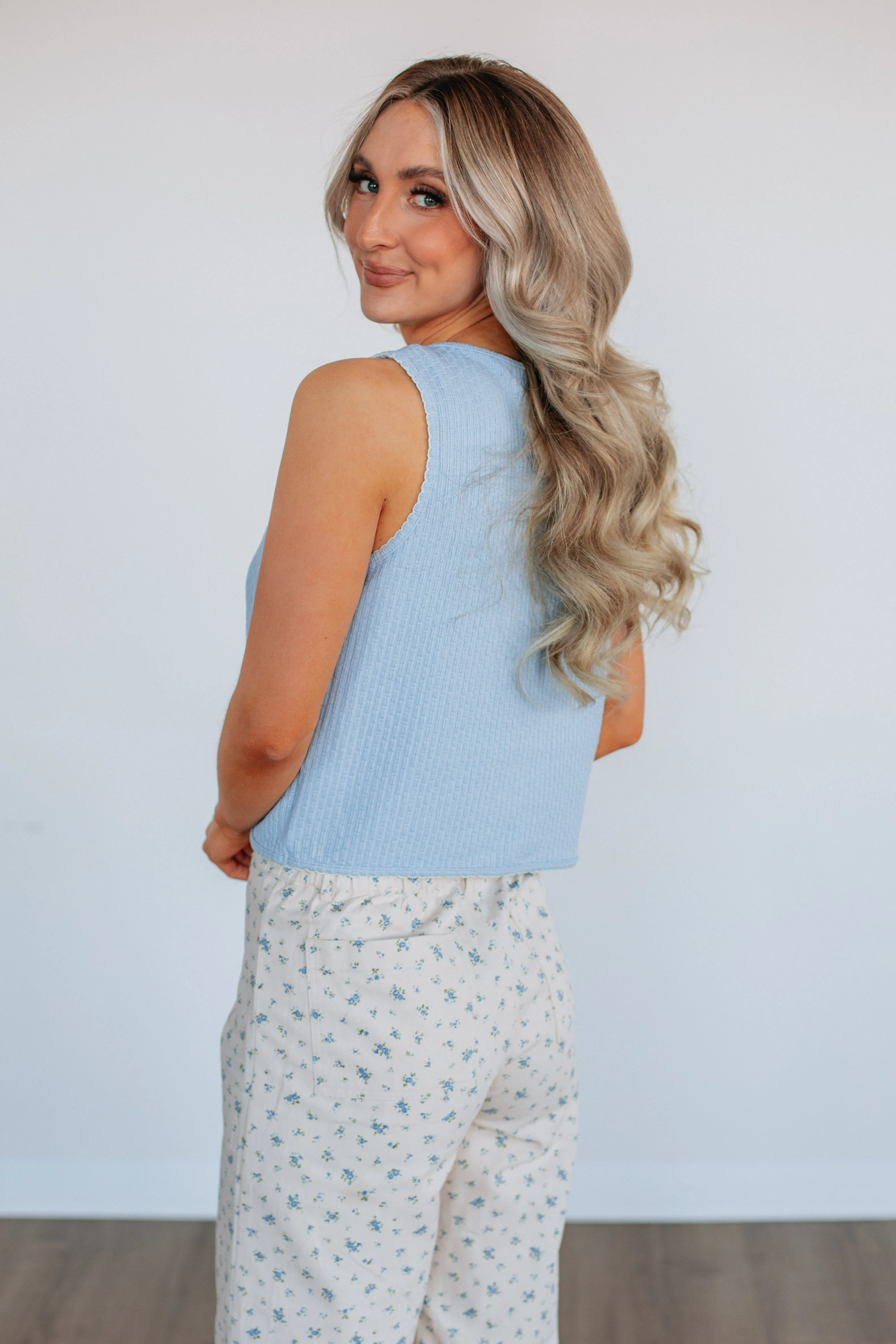 Taelor Vest Top - Sky Blue sold by Wild Oak Boutique product image thumbnail 5