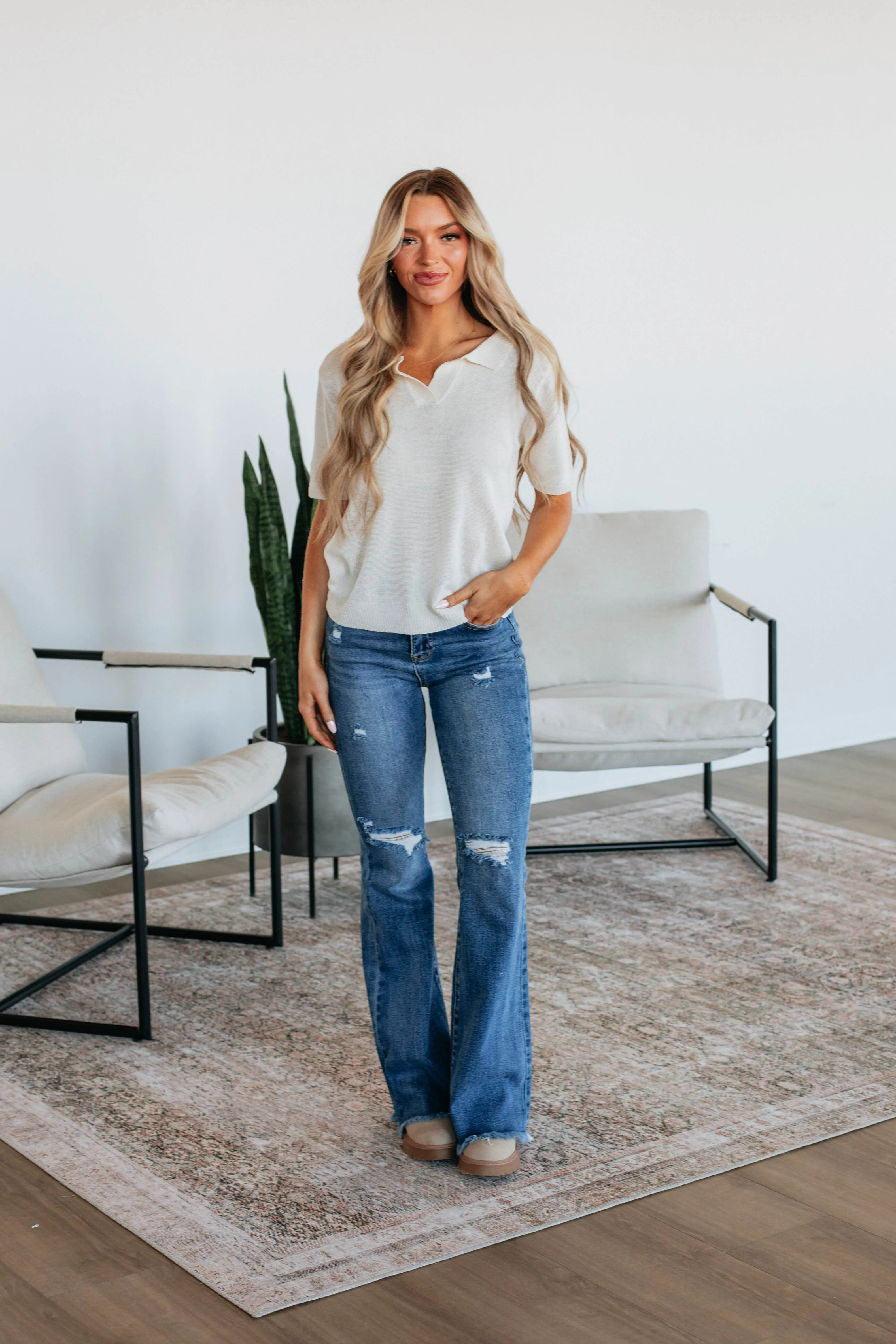 Mavie Knit Top - Cream sold by Wild Oak Boutique product image thumbnail 2