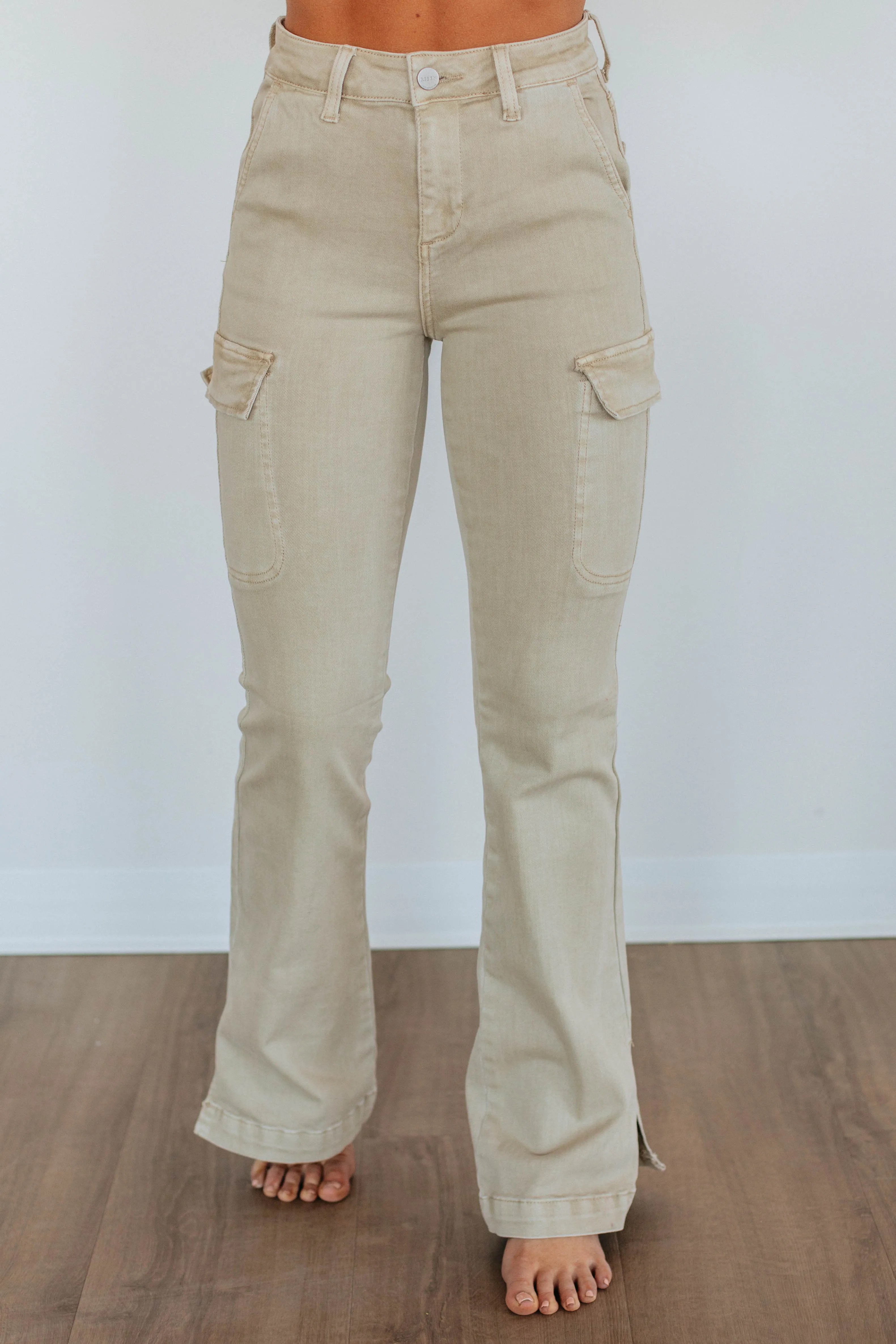 Kayley Risen Cargo Jeans - Sand sold by Wild Oak Boutique product image thumbnail 3