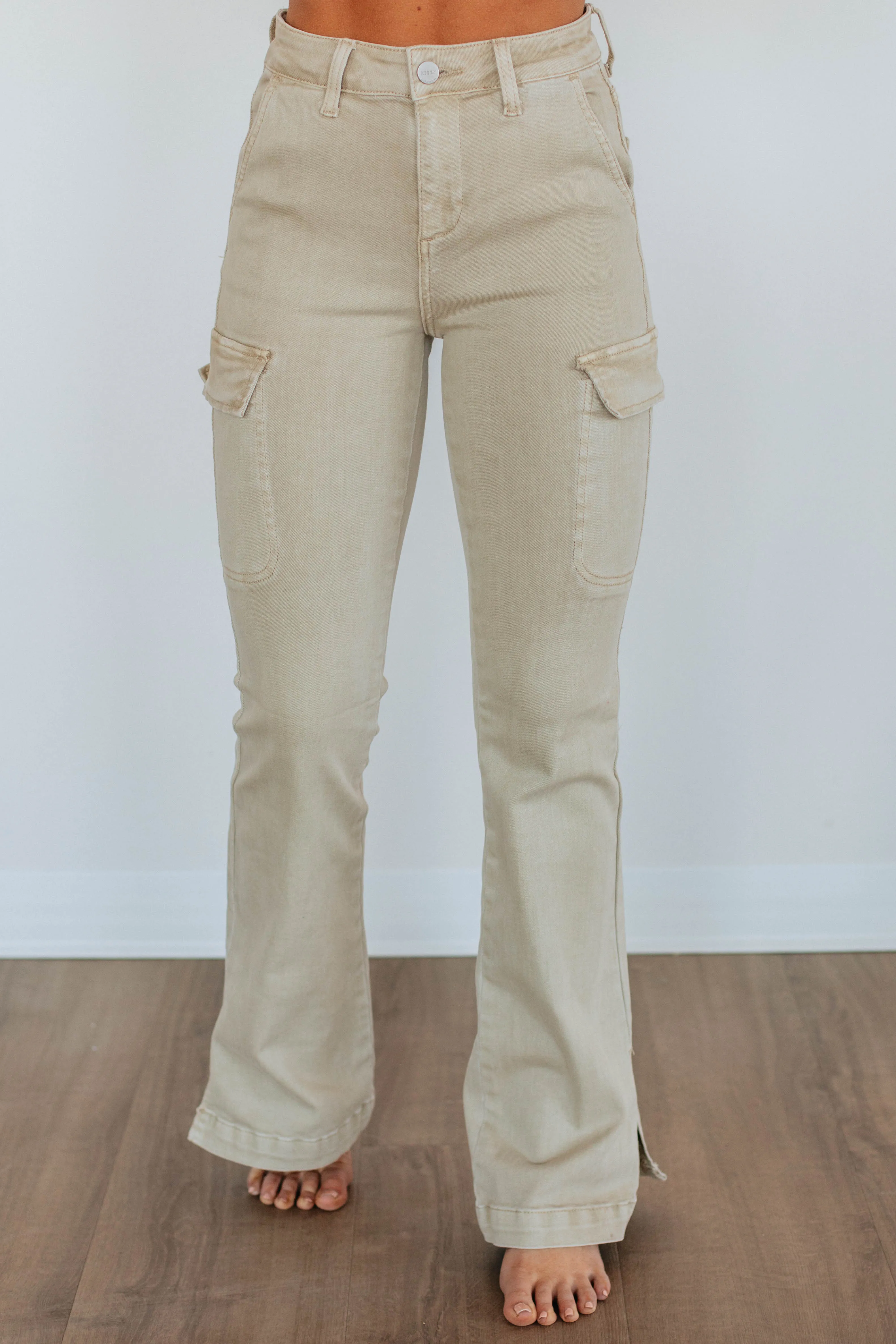 Kayley Risen Cargo Jeans - Sand sold by Wild Oak Boutique
