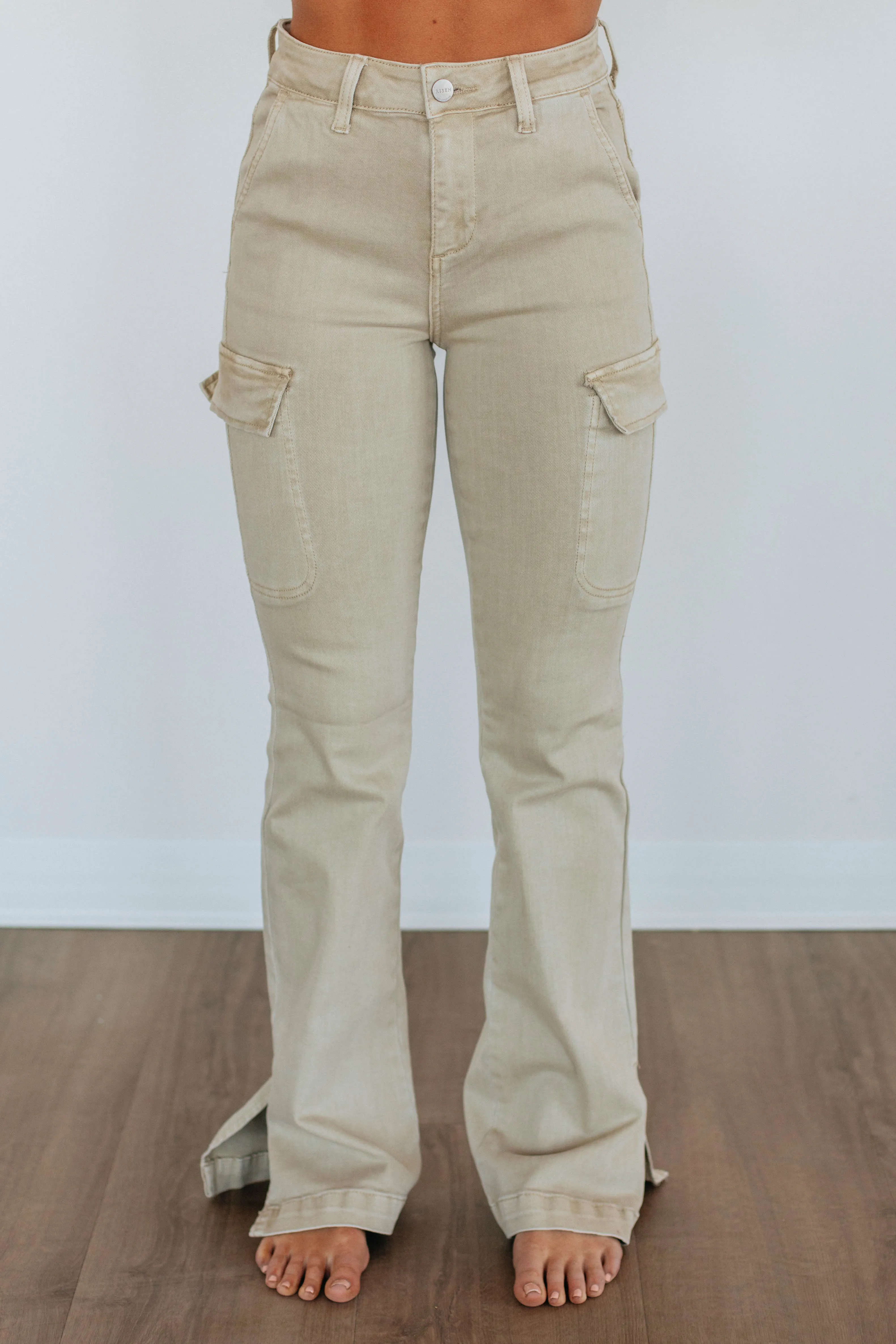 Kayley Risen Cargo Jeans - Sand sold by Wild Oak Boutique product image thumbnail 4