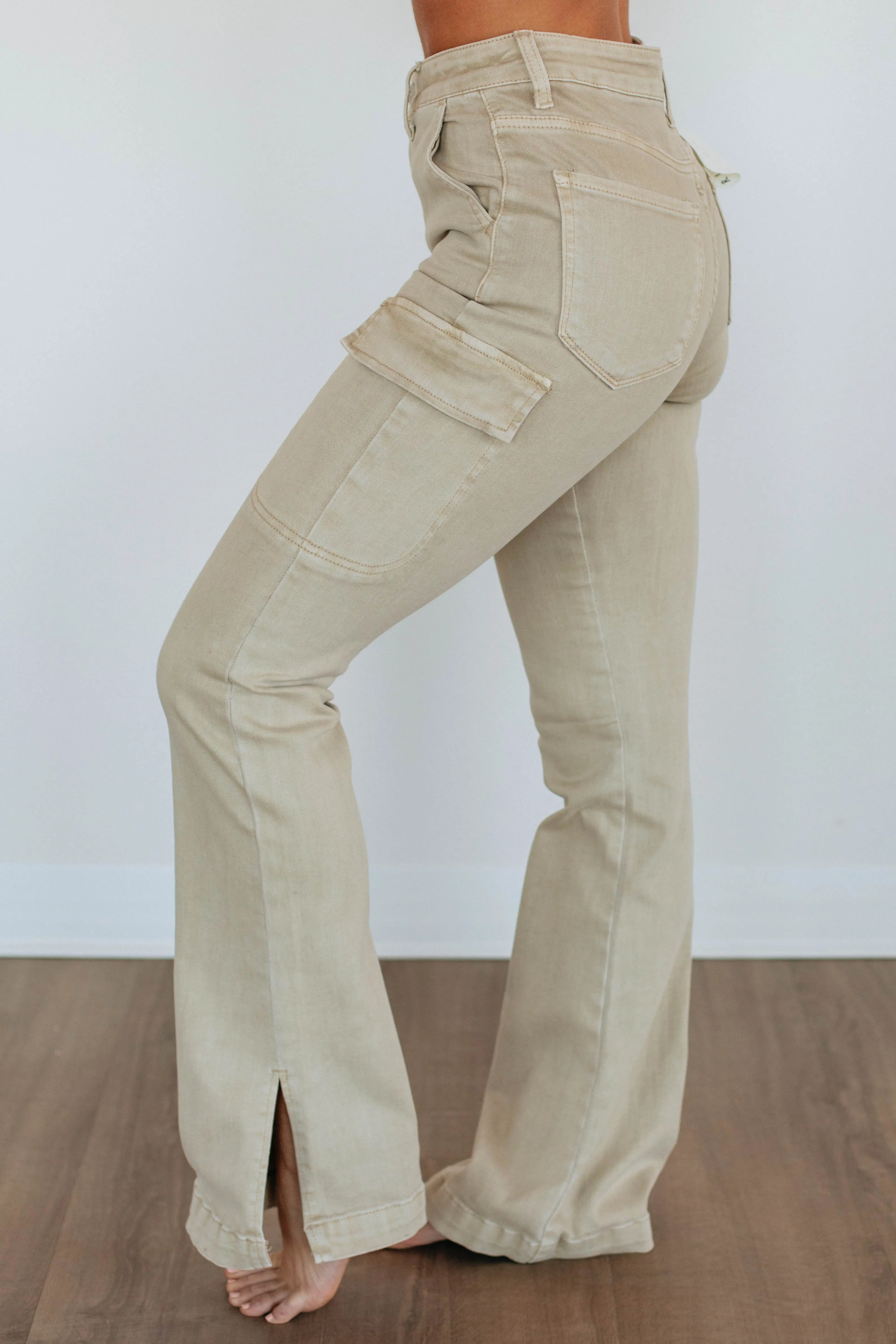 Kayley Risen Cargo Jeans - Sand sold by Wild Oak Boutique product image thumbnail 2