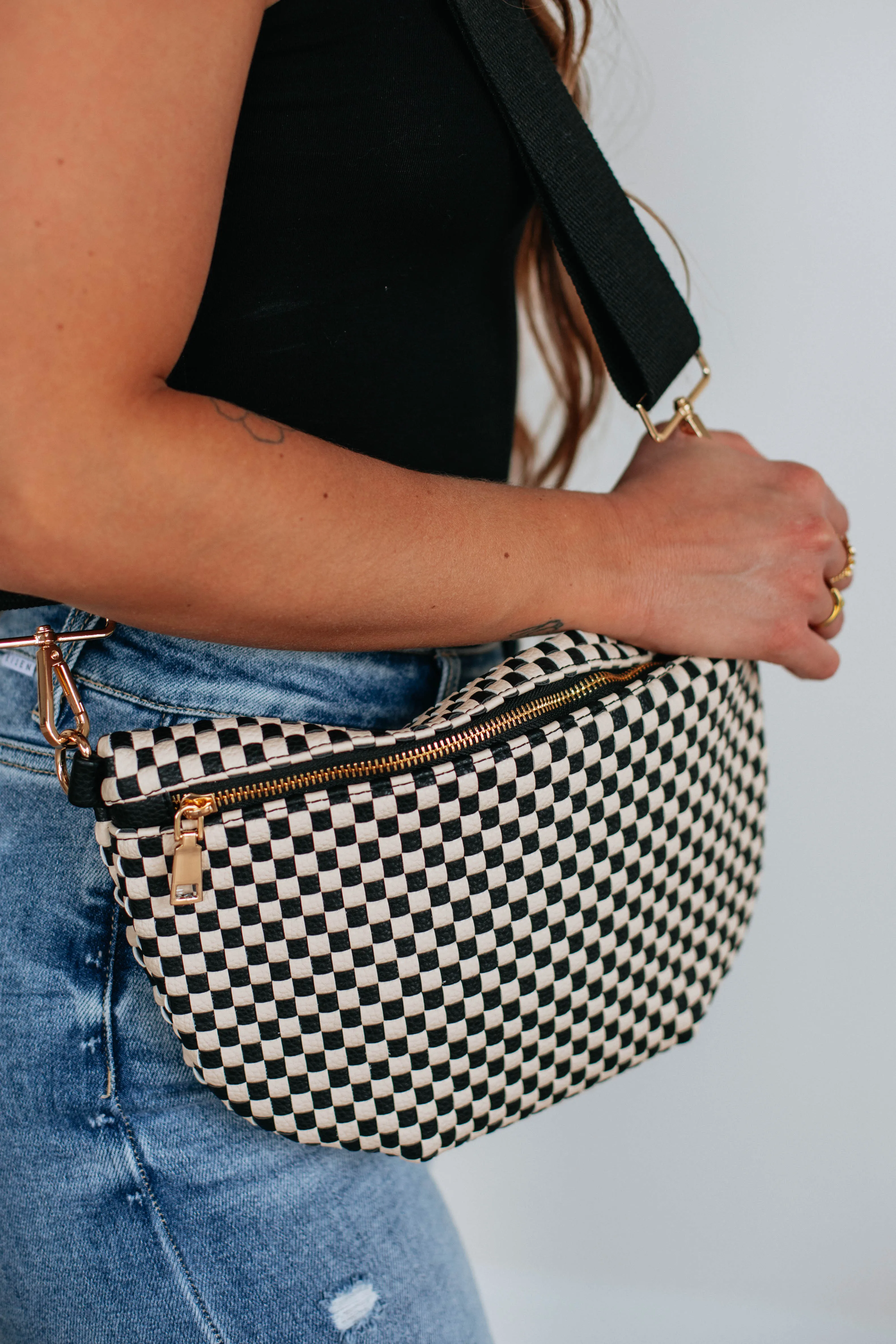 Patsy Checkered Bum Bag - Black sold by Wild Oak Boutique product image thumbnail 5