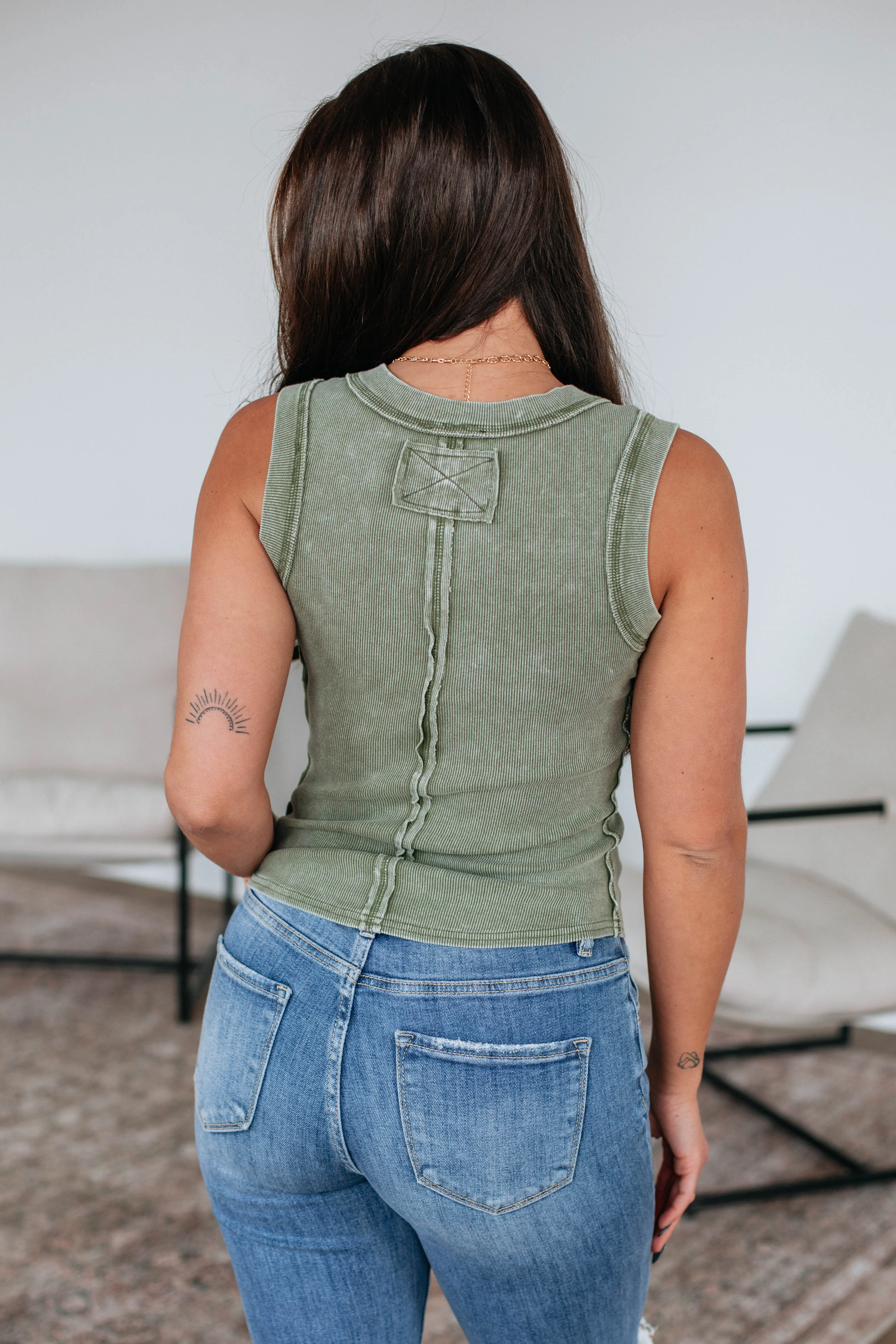 Jadyn Henley Tank - Olive sold by Wild Oak Boutique product image thumbnail 5