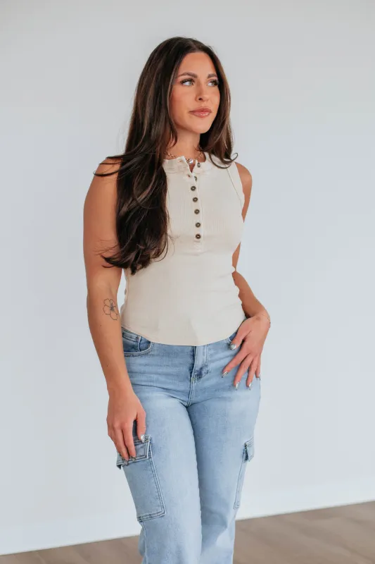 Jadyn Henley Tank - Natural sold by Wild Oak Boutique