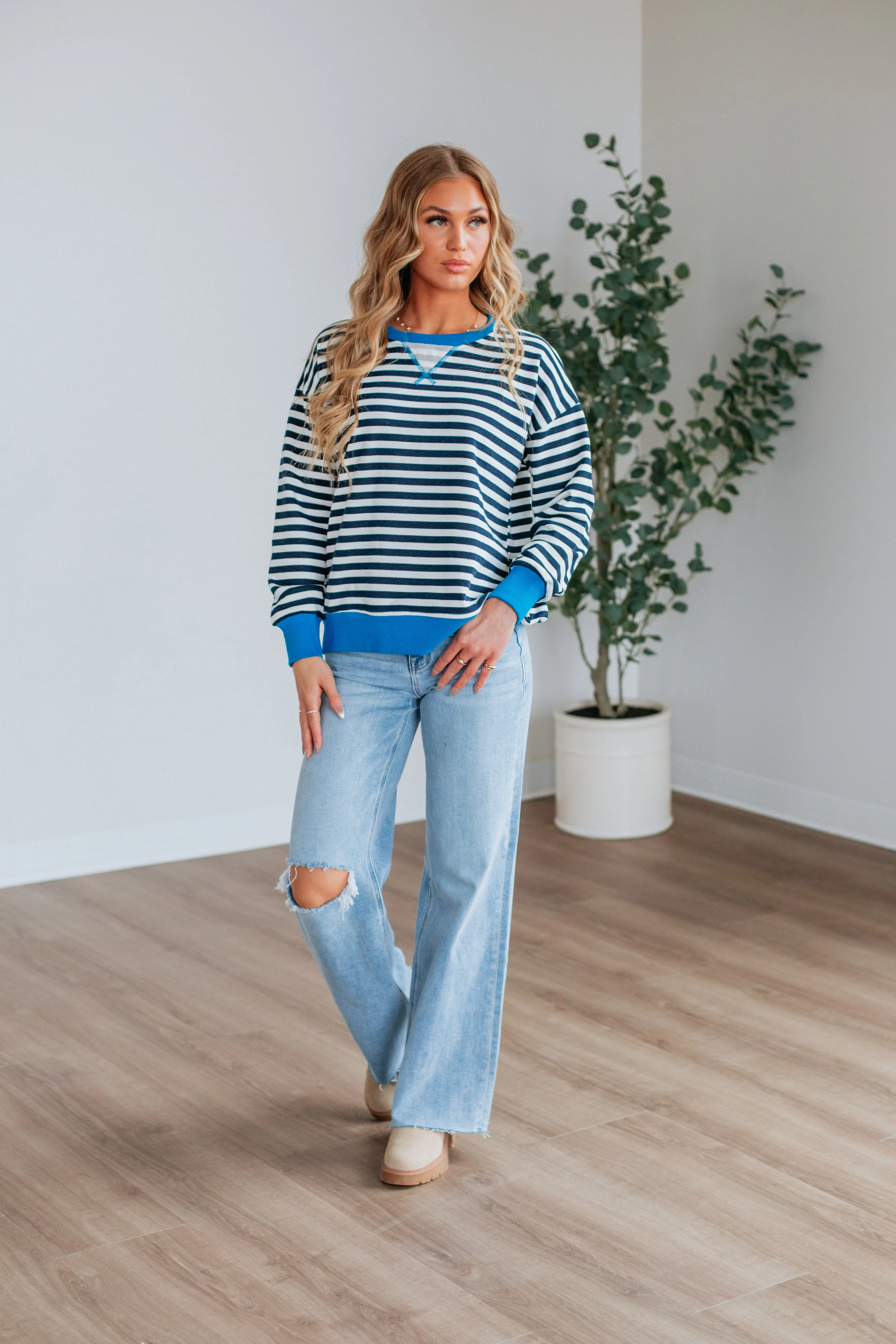 Devann Striped Crewneck sold by Wild Oak Boutique product image thumbnail 4