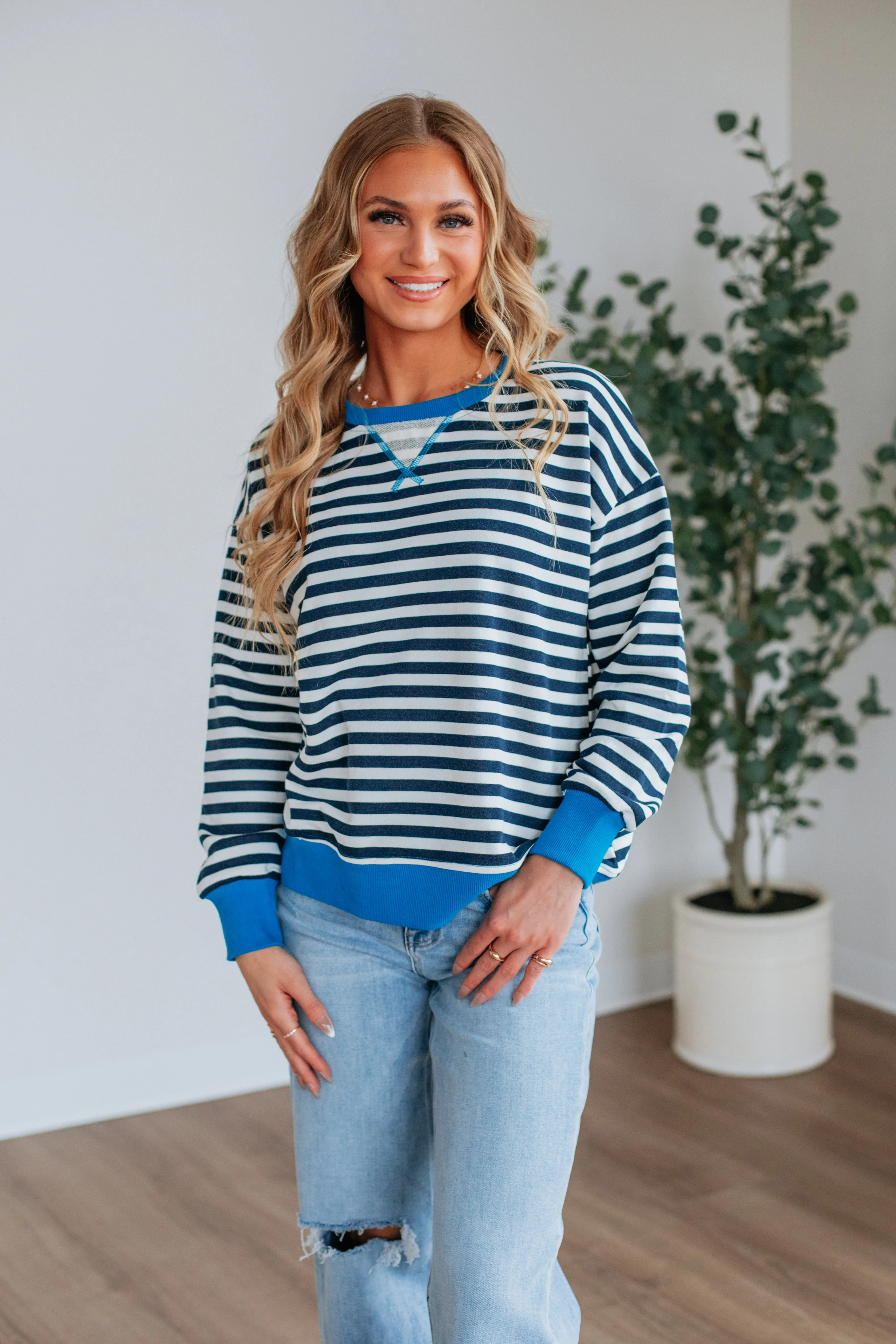 Devann Striped Crewneck sold by Wild Oak Boutique