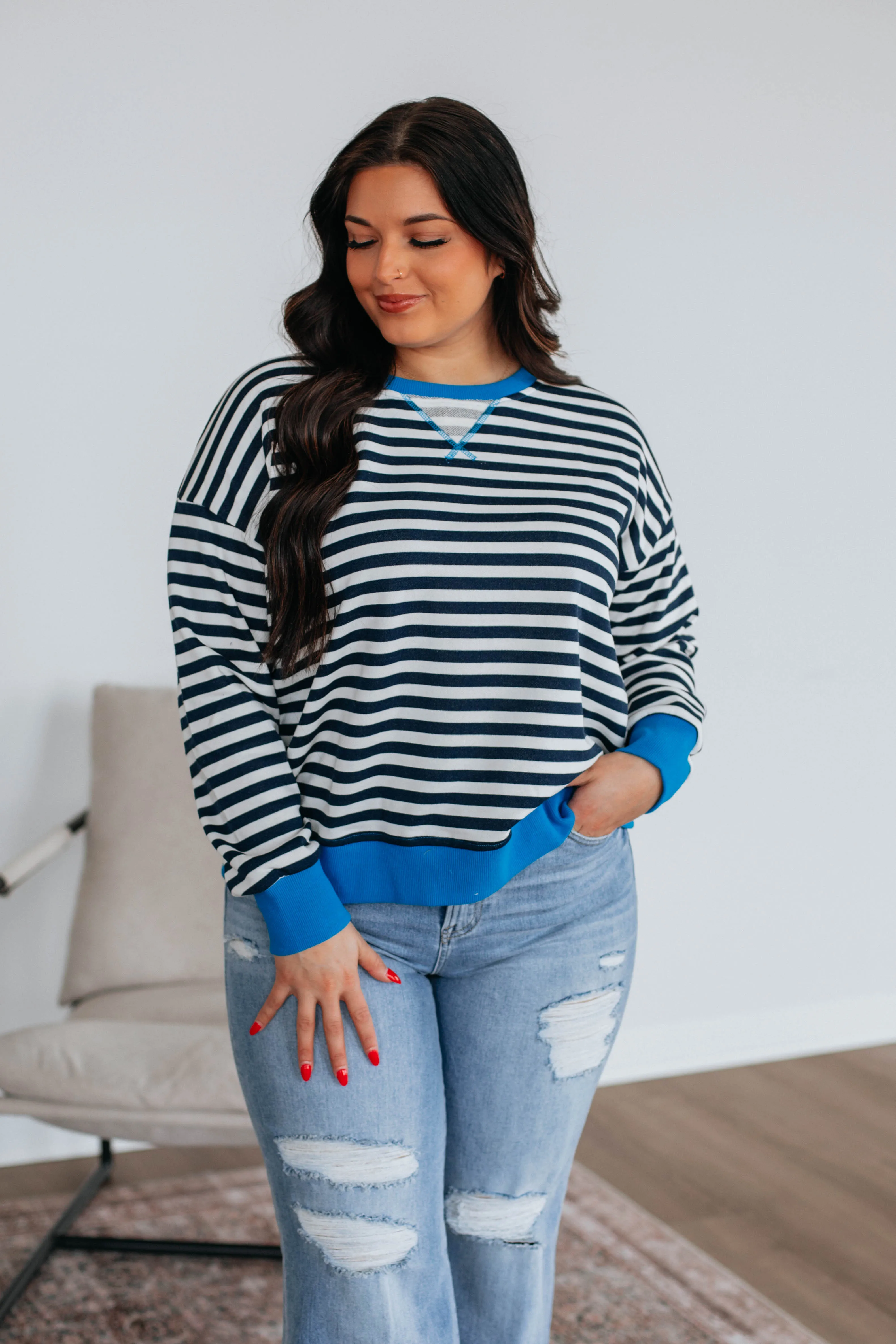 Devann Striped Crewneck sold by Wild Oak Boutique product image thumbnail 3