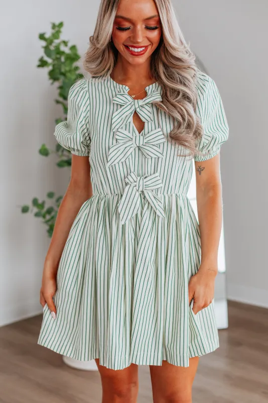 Lizette Striped Dress - Kelly Green Mix sold by Wild Oak Boutique