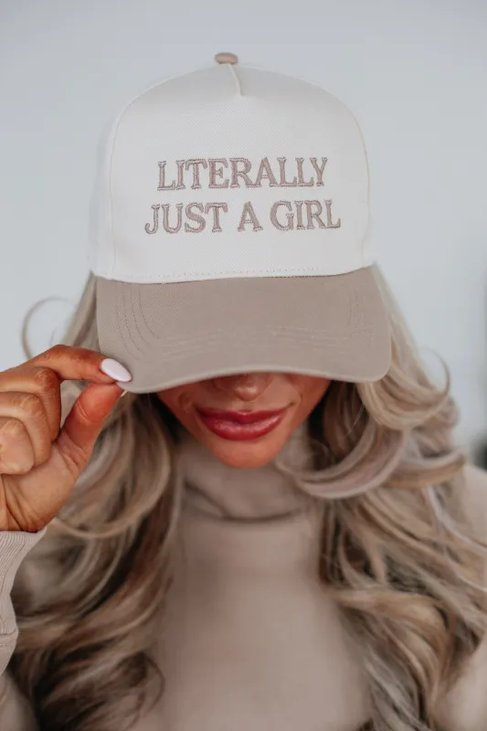 Just A Girl Trucker Hat - Beige sold by Wild Oak Boutique