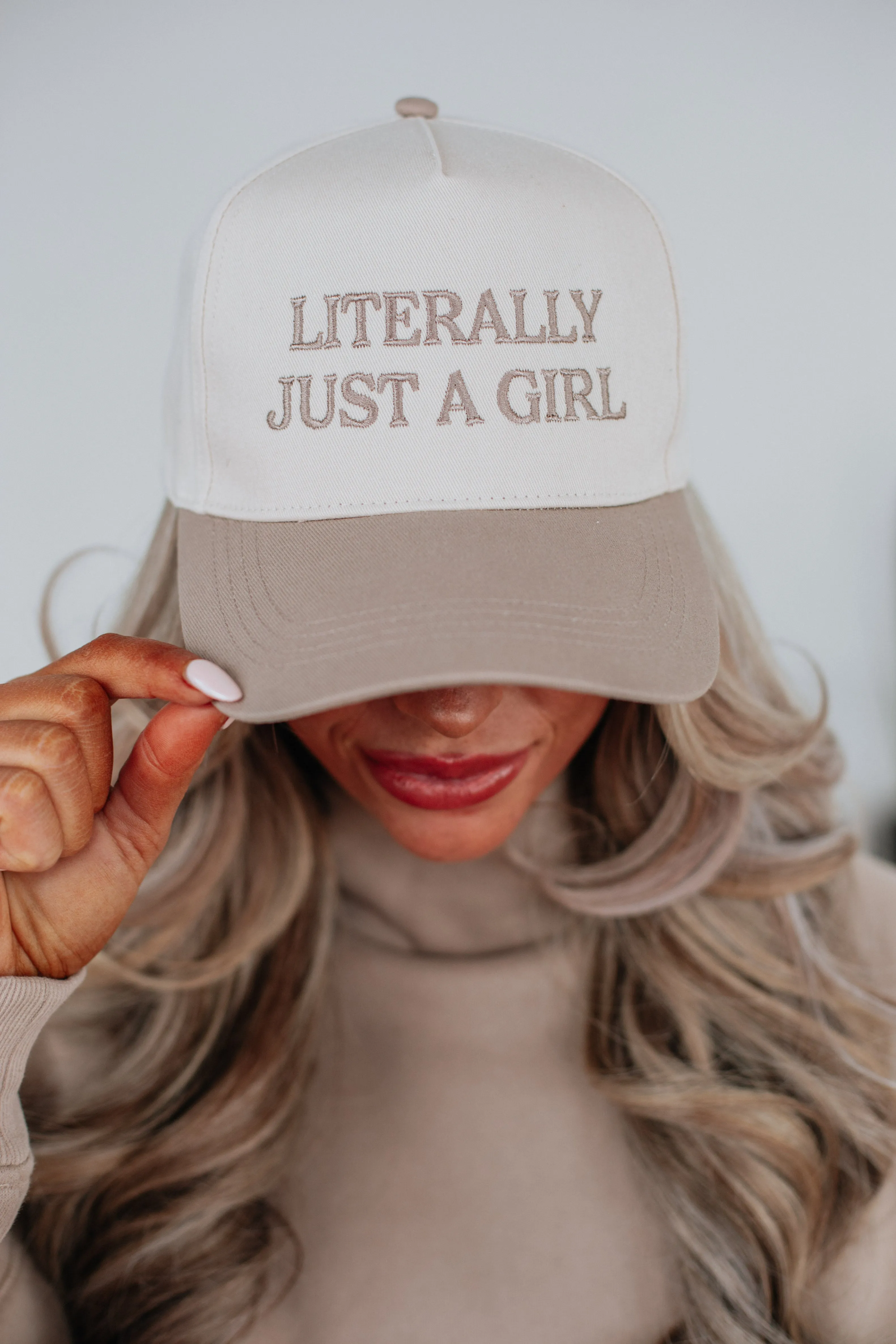 Just A Girl Trucker Hat - Beige sold by Wild Oak Boutique