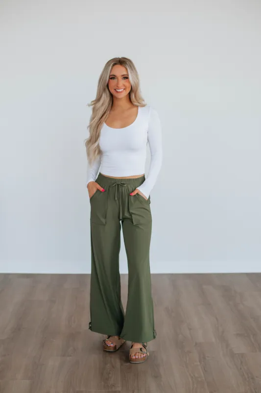 Jule Cargo Pants - Dark Olive sold by Wild Oak Boutique