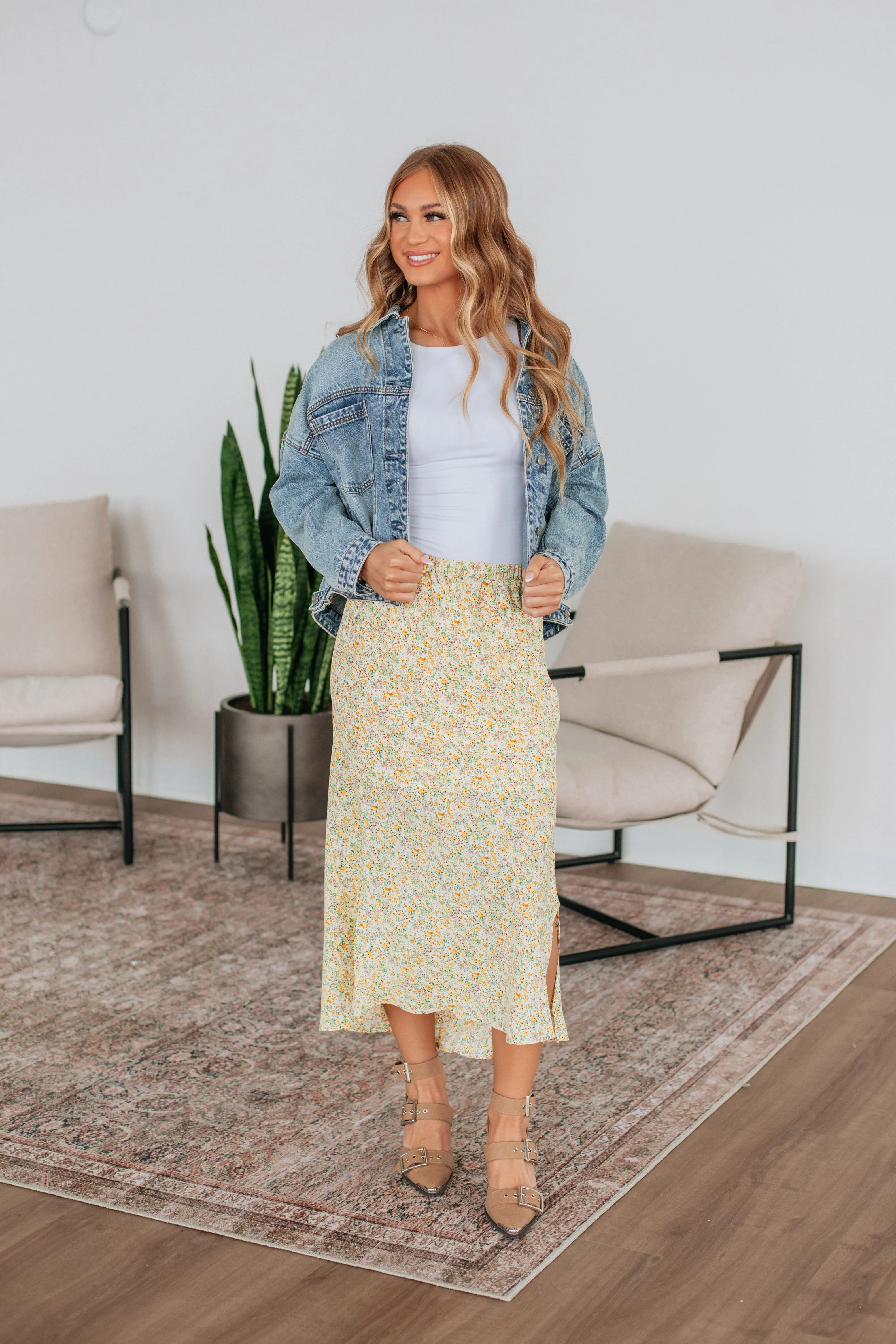 Posey Floral Skirt - Marigold Mix sold by Wild Oak Boutique