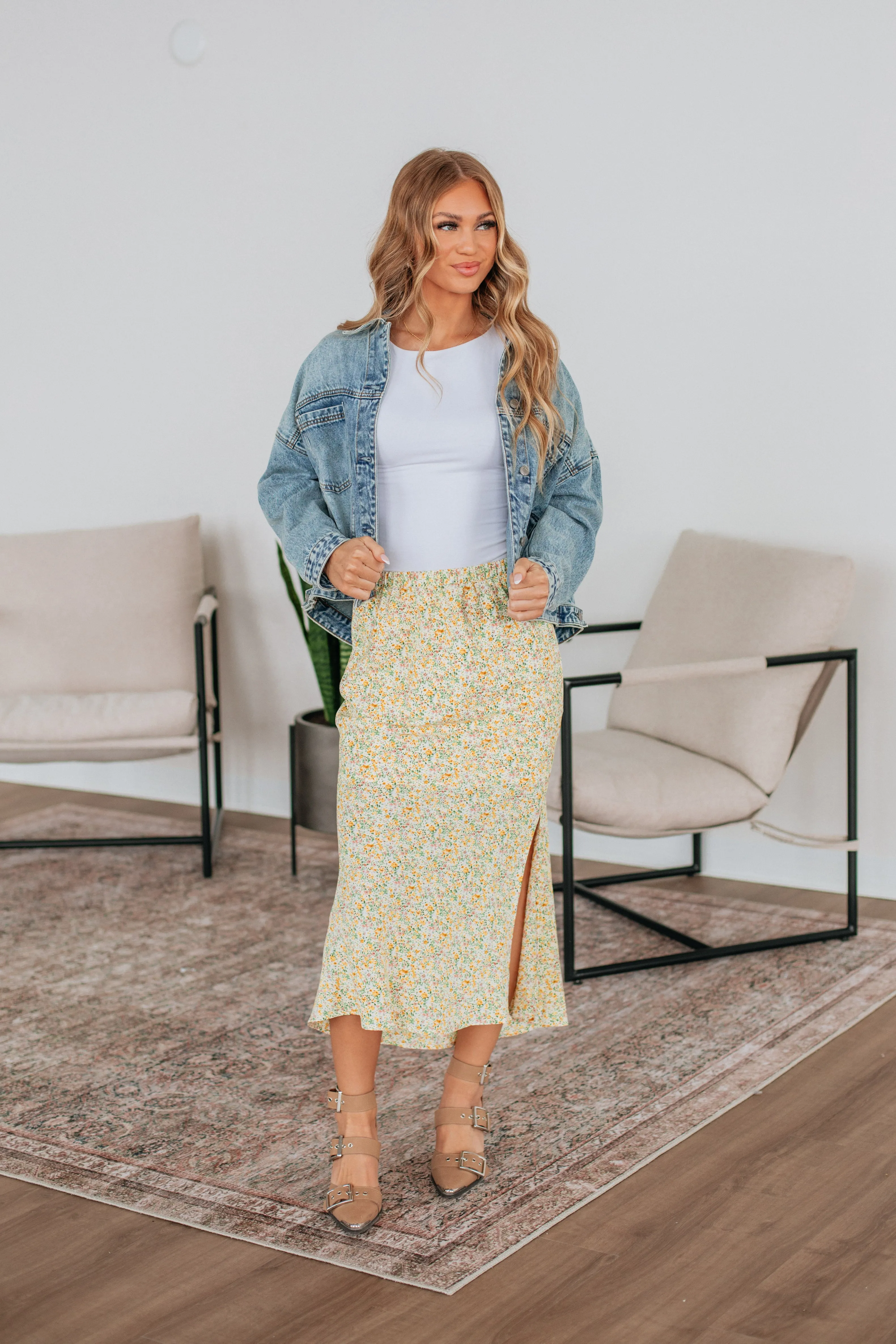 Posey Floral Skirt - Marigold Mix sold by Wild Oak Boutique product image thumbnail 3