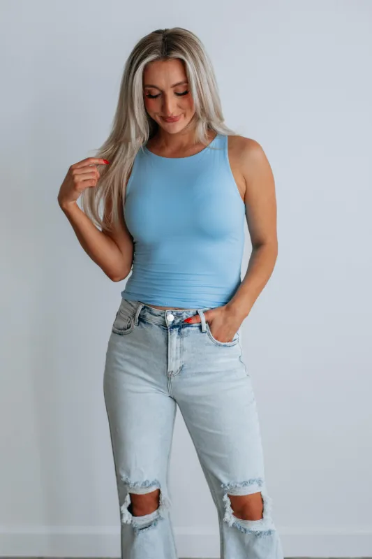 Ariel Basic Tank - Sky Blue sold by Wild Oak Boutique