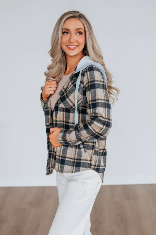 Jeremiah Flannel Shacket - Navy Mix sold by Wild Oak Boutique