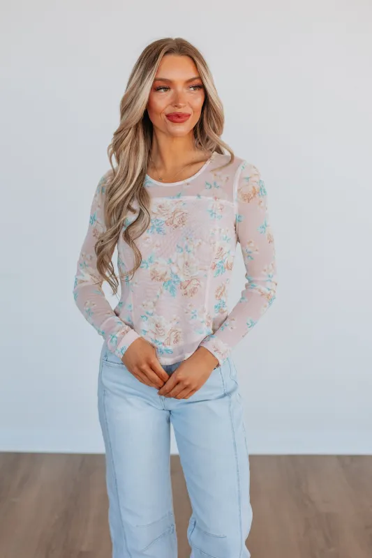 Lana Floral Mesh Top - Ballet Mix sold by Wild Oak Boutique