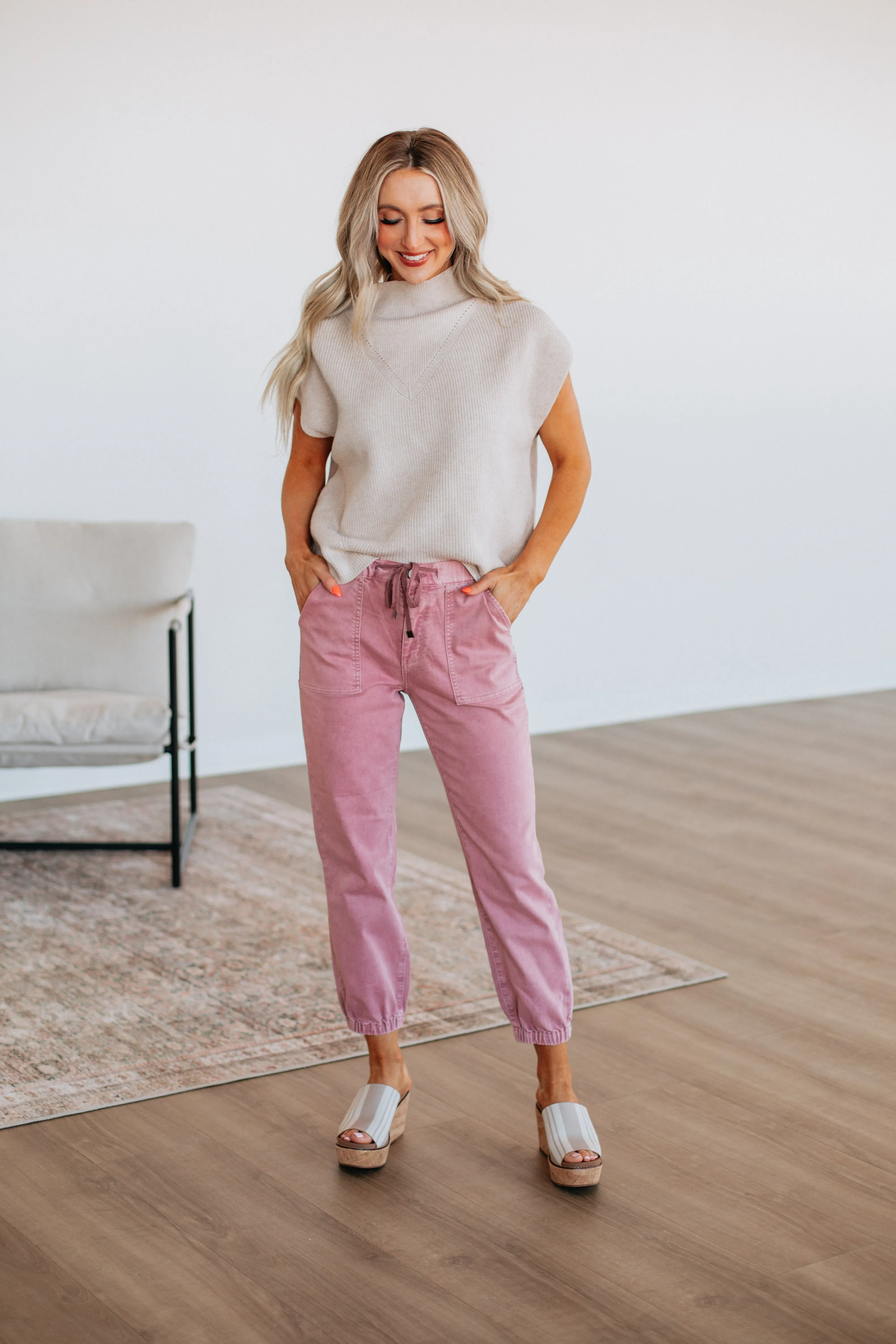 Drea Mica Joggers - Blush sold by Wild Oak Boutique product image thumbnail 3