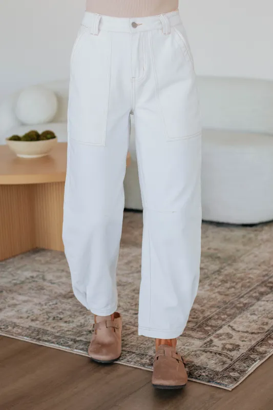 Solano Denim Pants - Ivory sold by Wild Oak Boutique