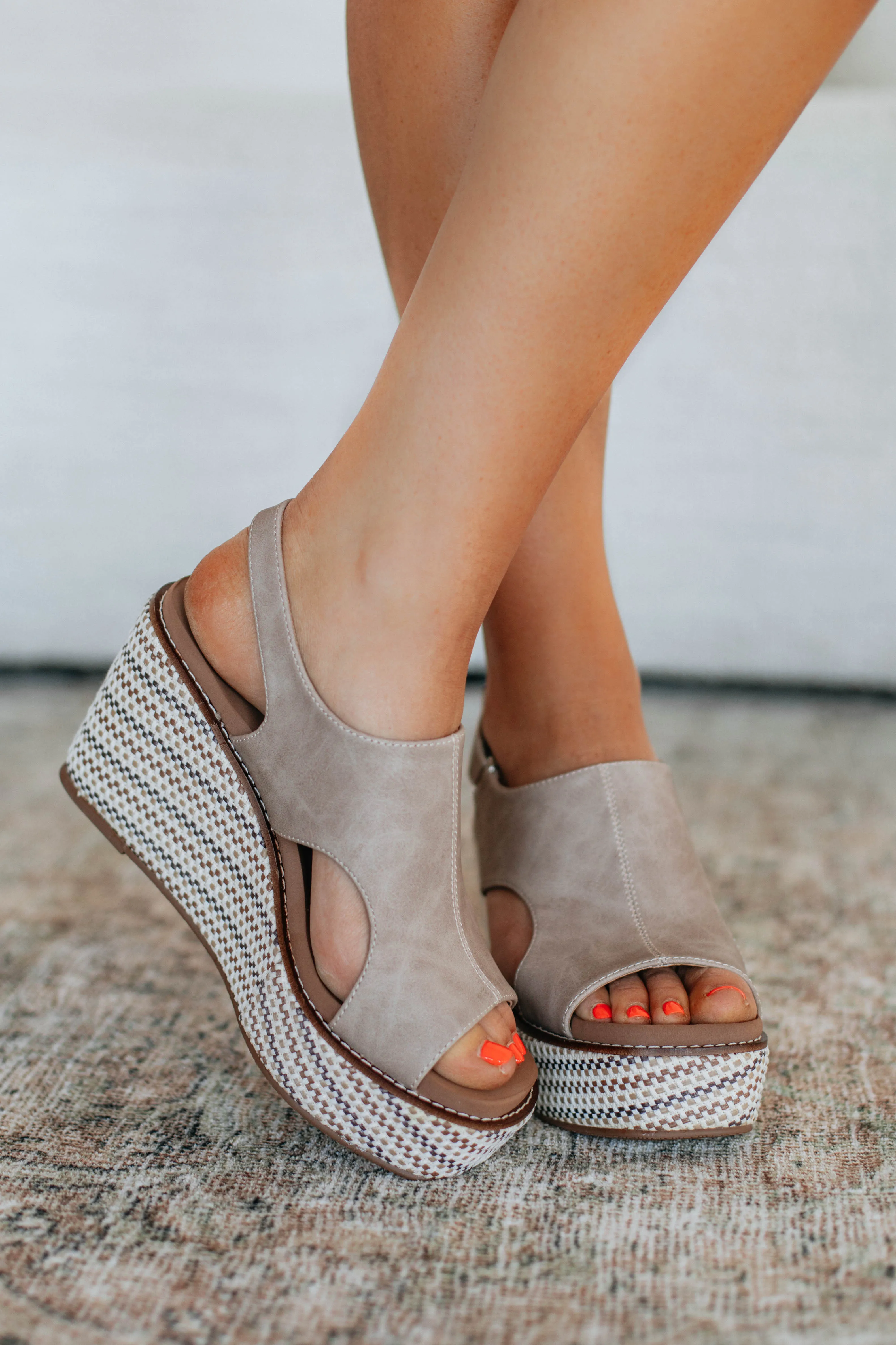 Sweet Direction Wedges - Stone sold by Wild Oak Boutique product image thumbnail 2