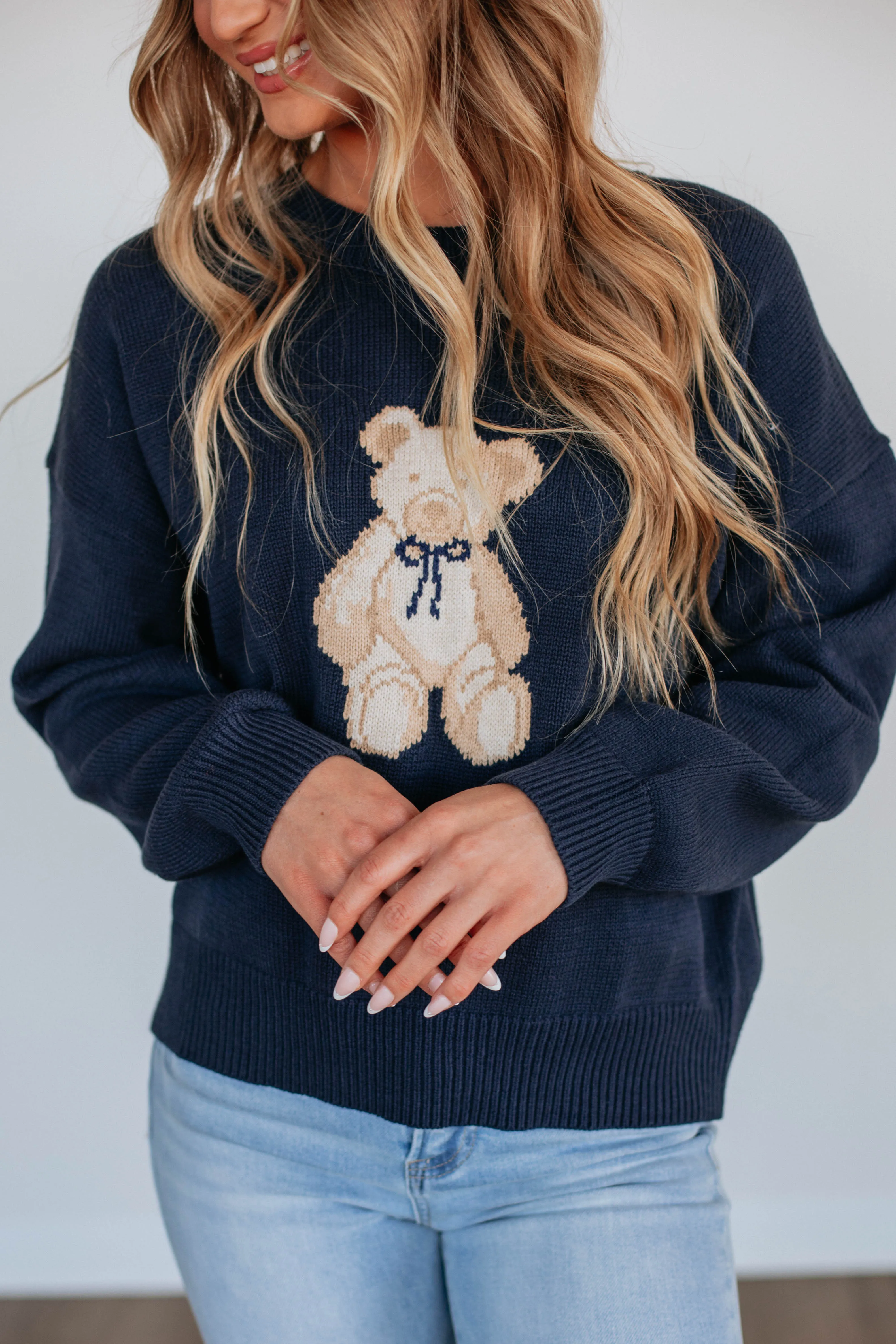 Unbearably Cute Sweater - Navy sold by Wild Oak Boutique