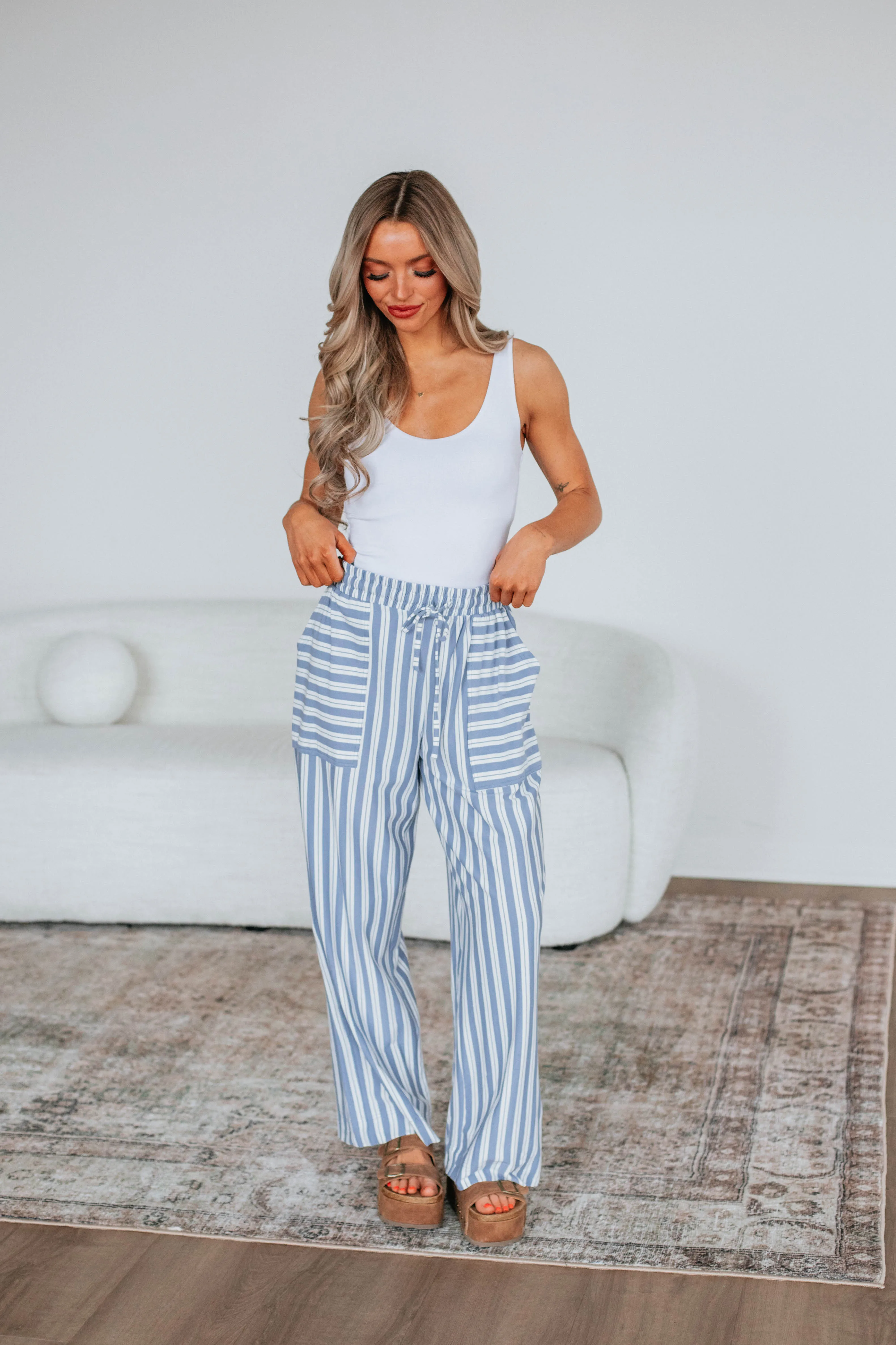 Shannon Striped Pants - Chambray Mix sold by Wild Oak Boutique product image thumbnail 3