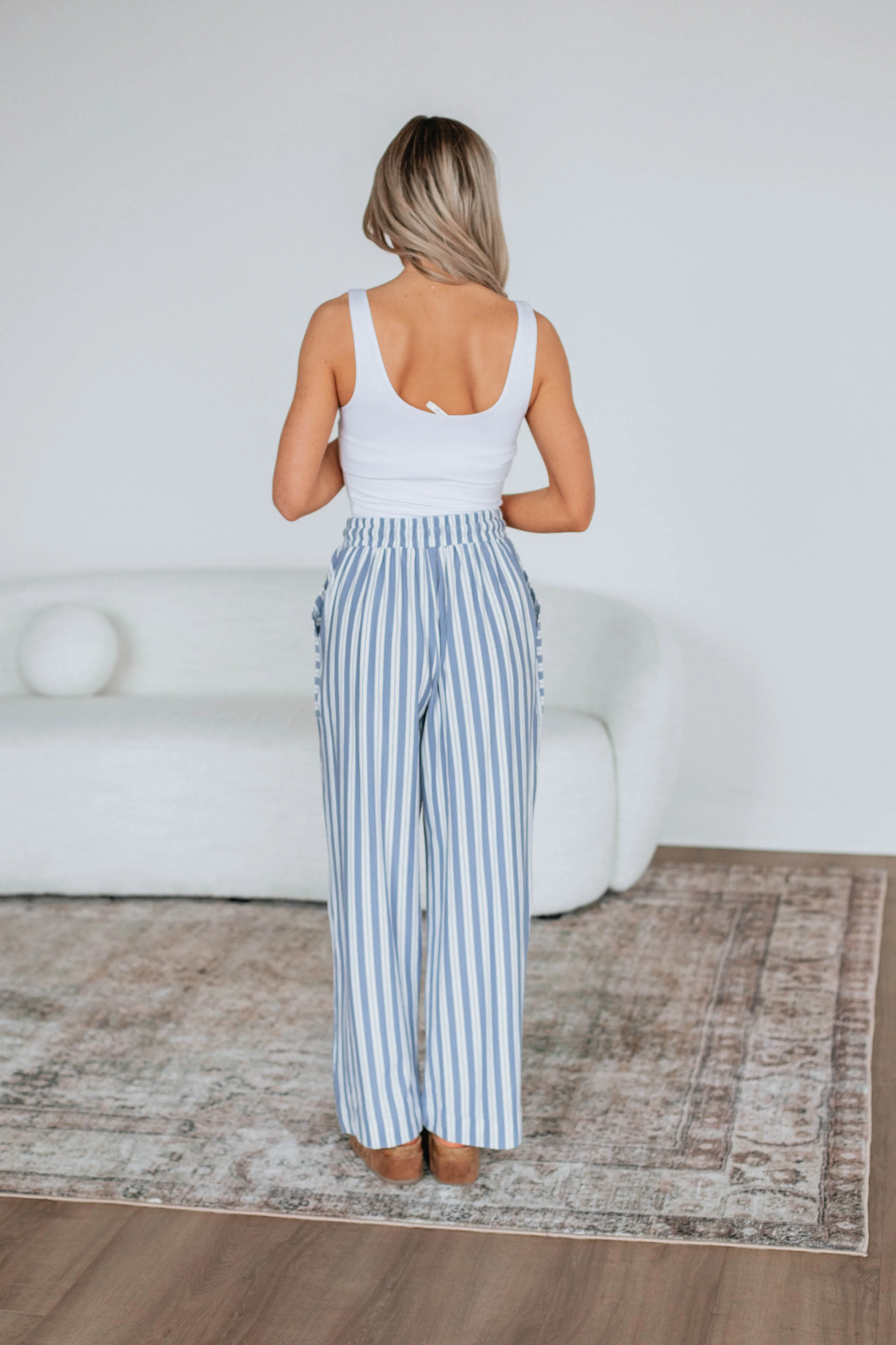 Shannon Striped Pants - Chambray Mix sold by Wild Oak Boutique product image thumbnail 5