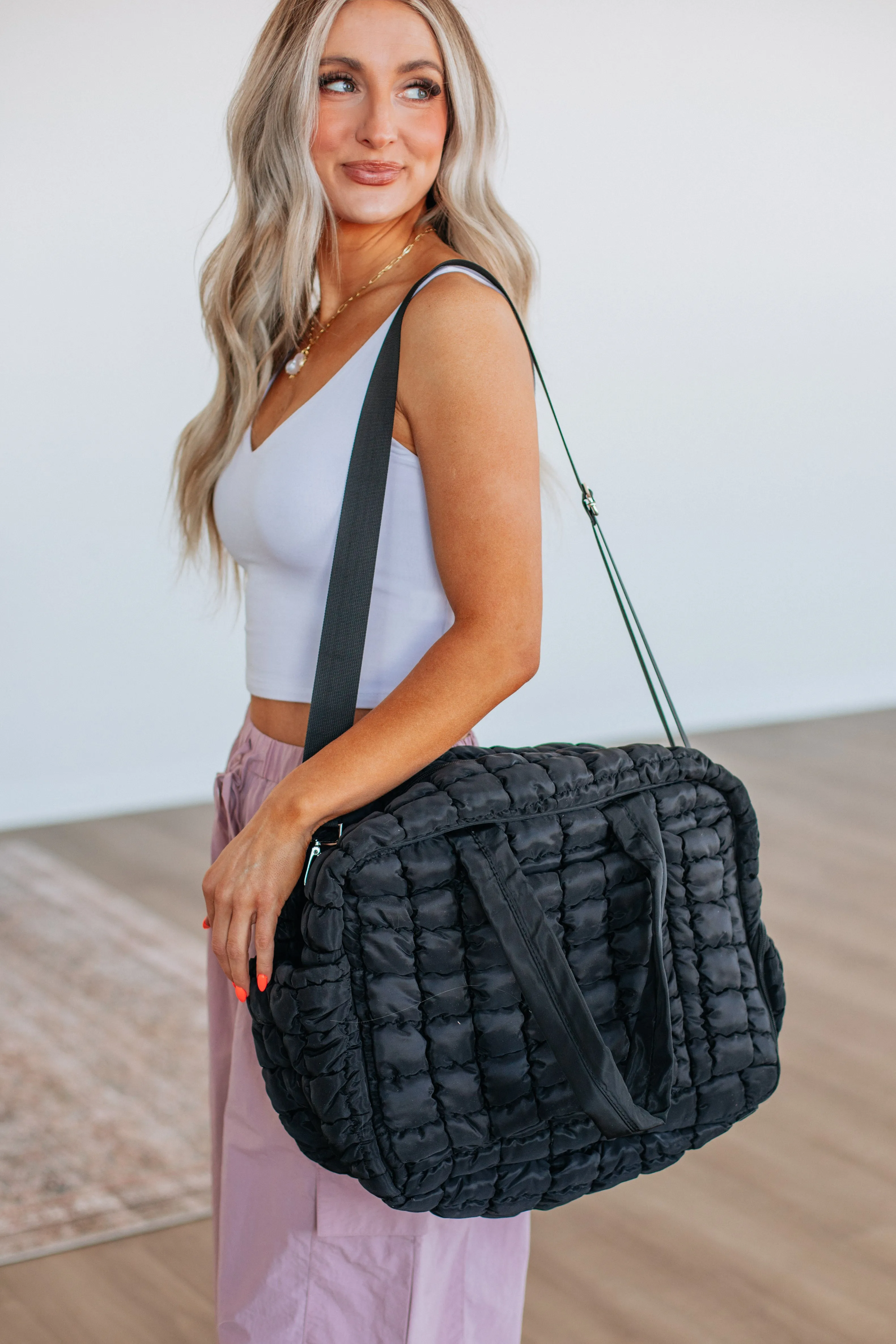 Off The Grid Quilted Weekender Bag - Black sold by Wild Oak Boutique