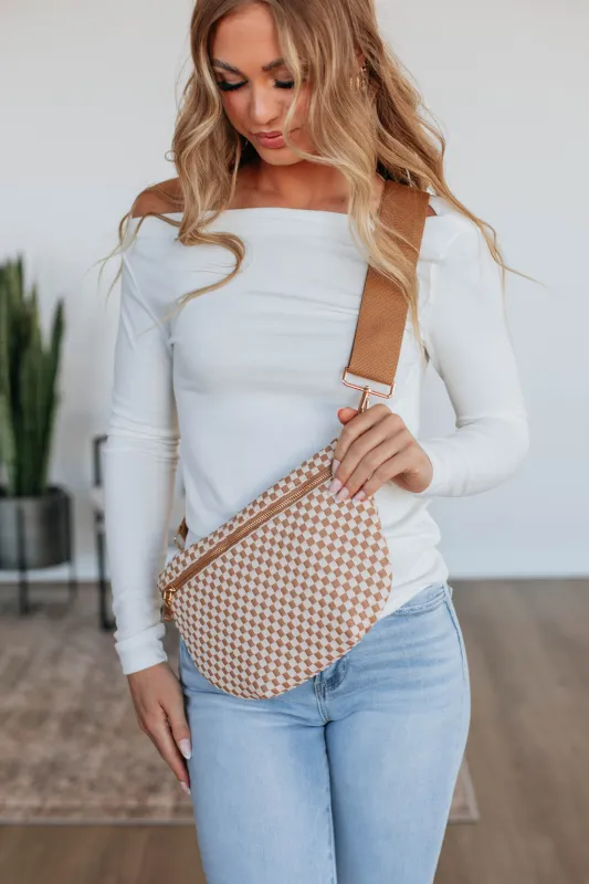 Patsy Checkered Bum Bag - Tan made by Wild Oak Boutique