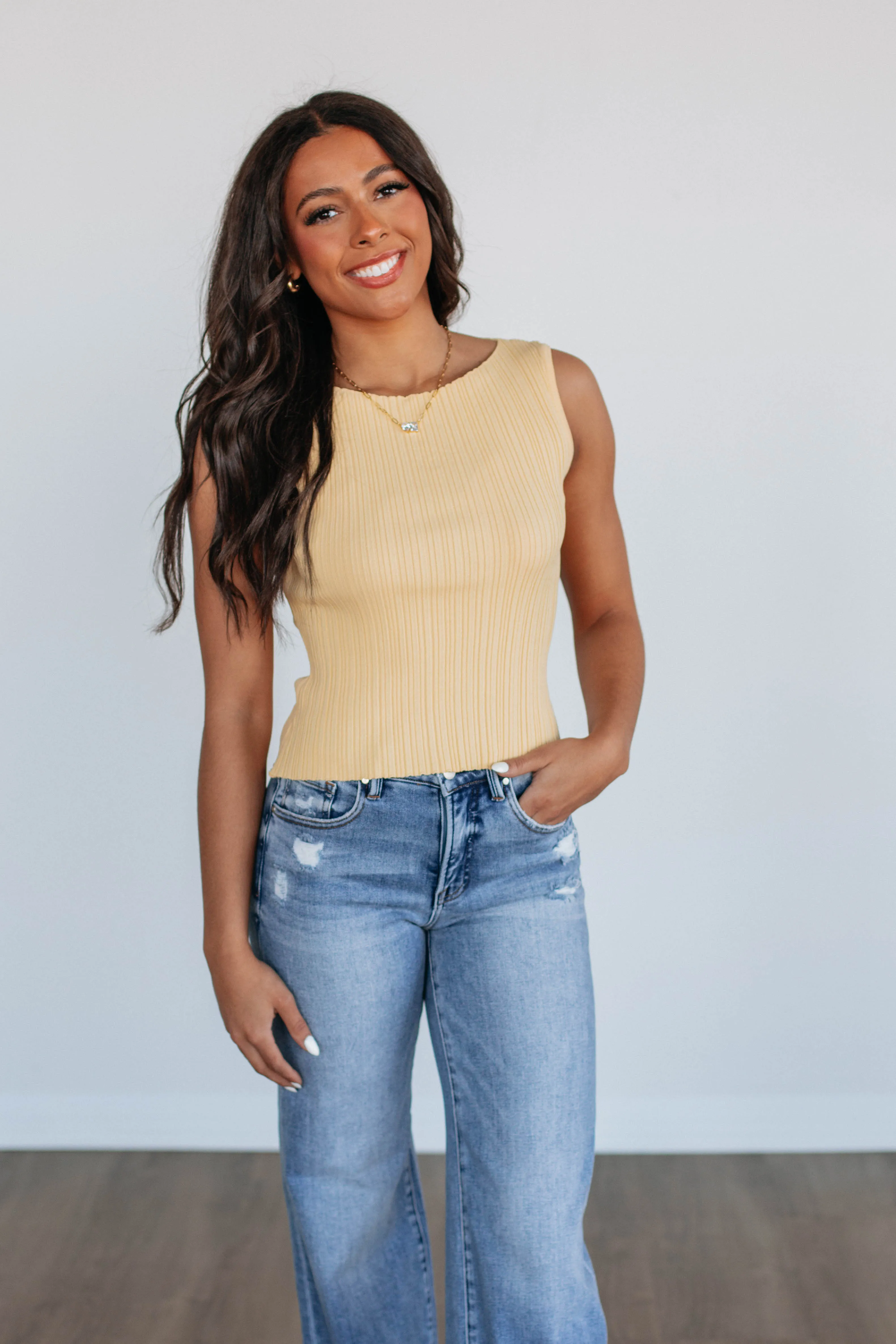 Missie Ribbed Tank - Butter Yellow sold by Wild Oak Boutique product image thumbnail 4