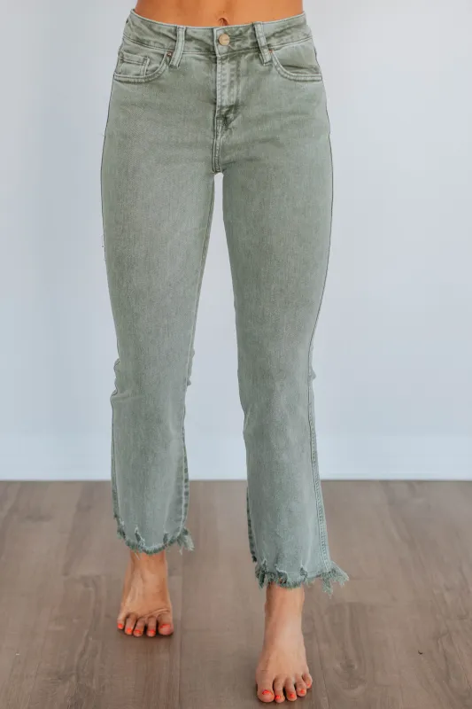 Roxanne Mica Jeans - Chive sold by Wild Oak Boutique