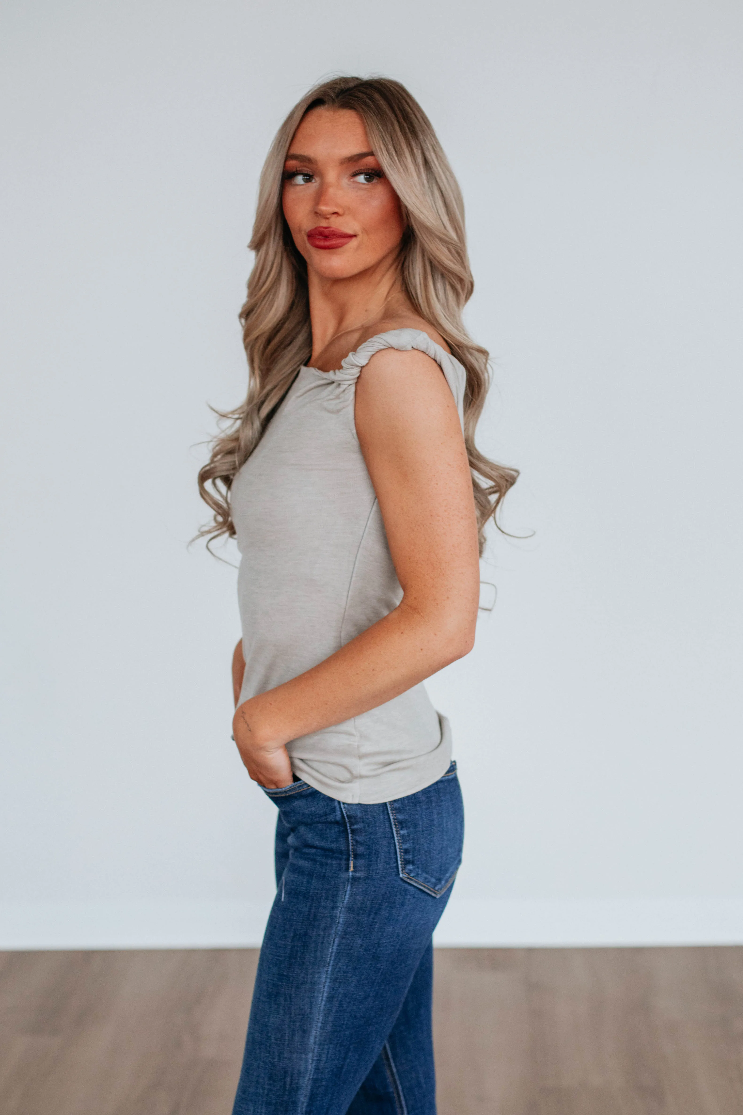 Zariya Off Shoulder Top - Mushroom sold by Wild Oak Boutique product image thumbnail 3