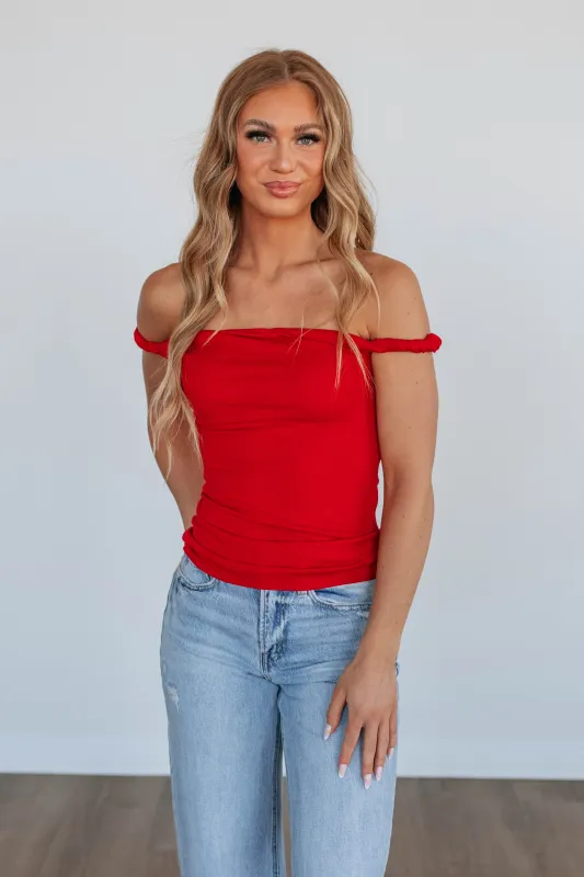 Zariya Off Shoulder Top - Cherry sold by Wild Oak Boutique