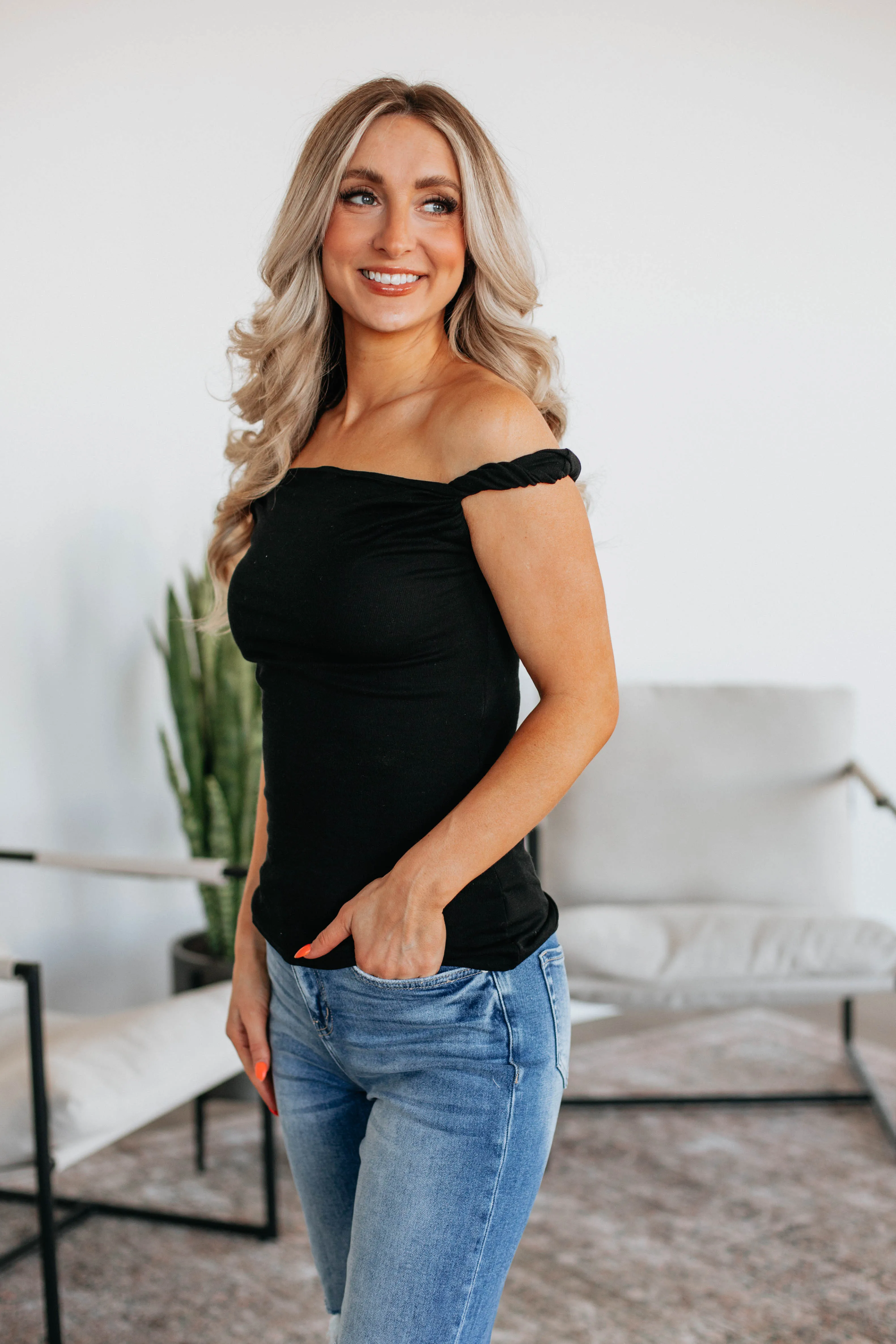 Zariya Off Shoulder Top - Black sold by Wild Oak Boutique product image thumbnail 3