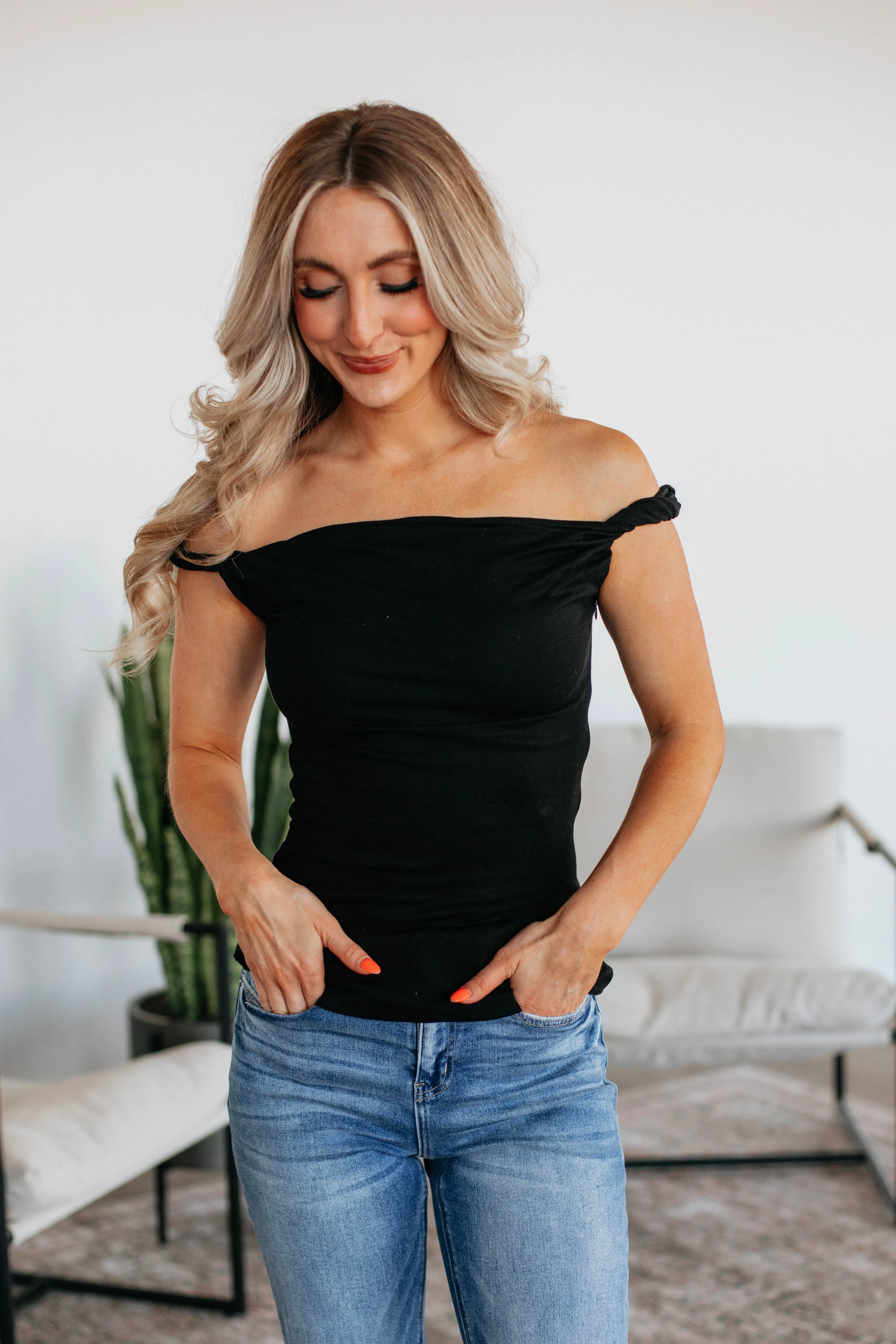 Zariya Off Shoulder Top - Black sold by Wild Oak Boutique