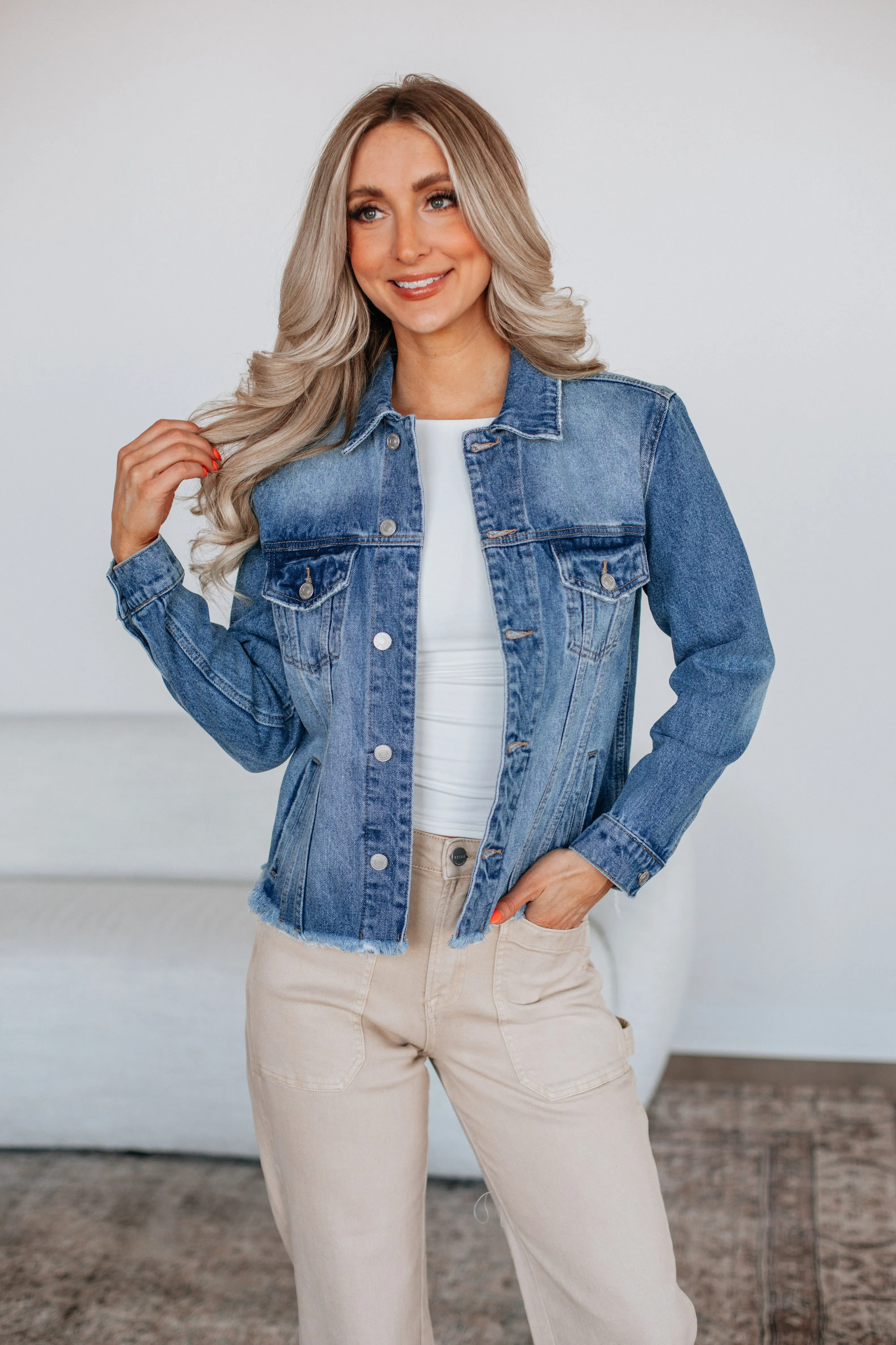 Hugo Mica Denim Jacket - Medium Wash sold by Wild Oak Boutique