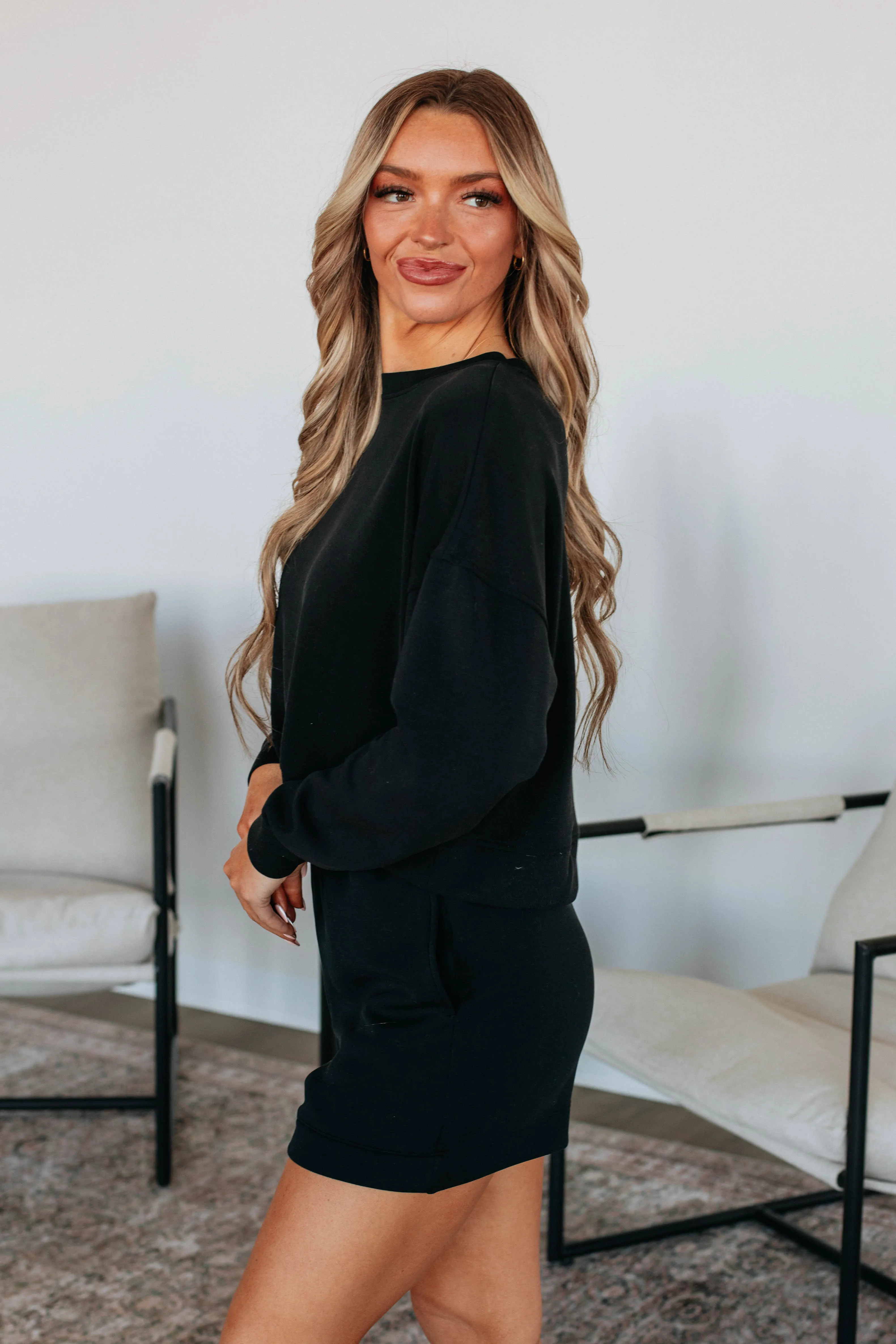 Luxley Lounge Sweatshirt - Black sold by Wild Oak Boutique product image thumbnail 3