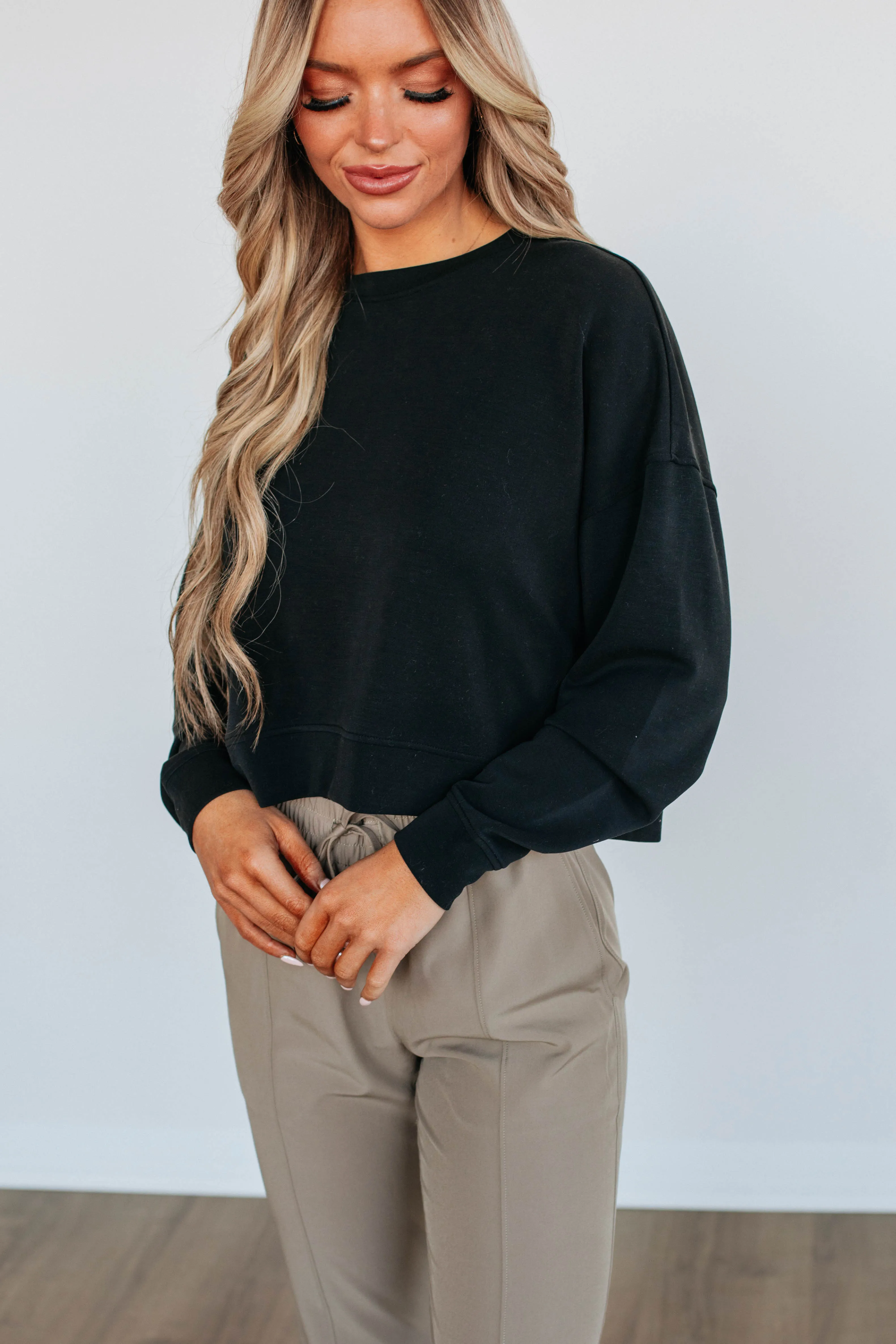 Luxley Lounge Sweatshirt - Black sold by Wild Oak Boutique product image thumbnail 2
