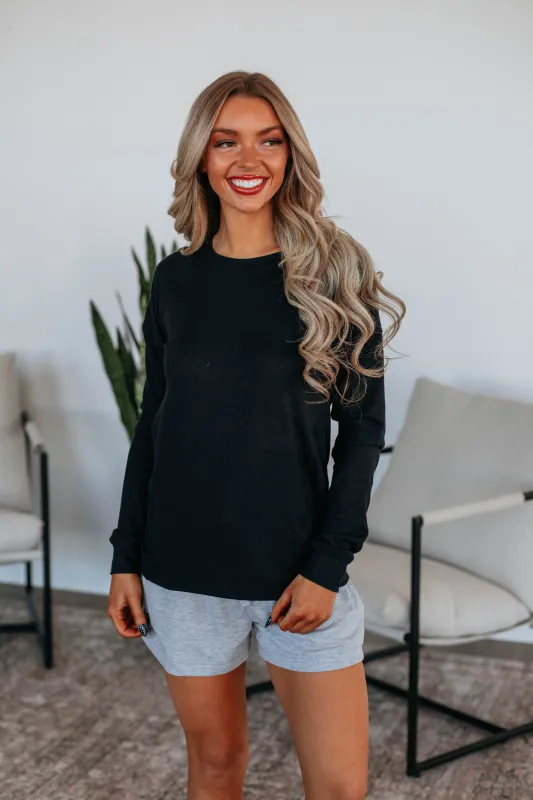 Laura Long Sleeve Top - Black sold by Wild Oak Boutique