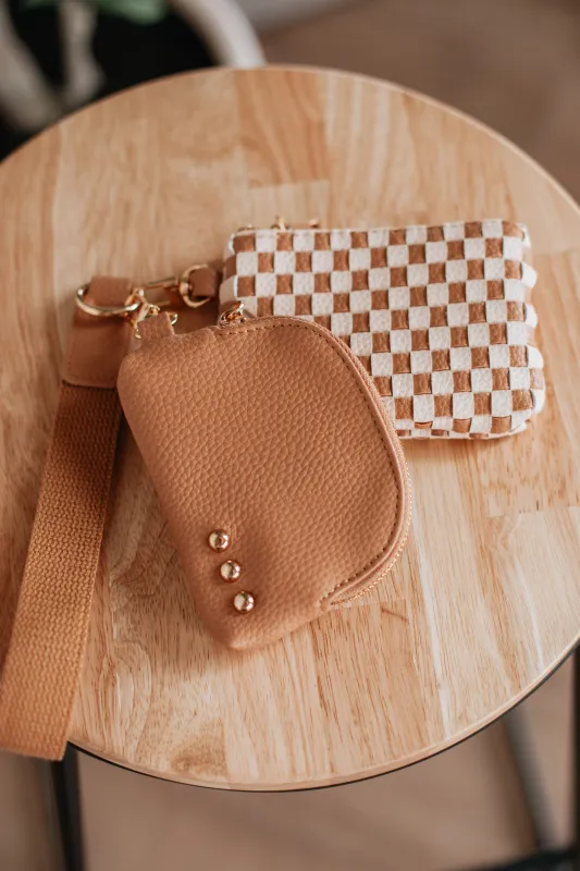 Ira Checkered Dual Wristlet - Tan sold by Wild Oak Boutique