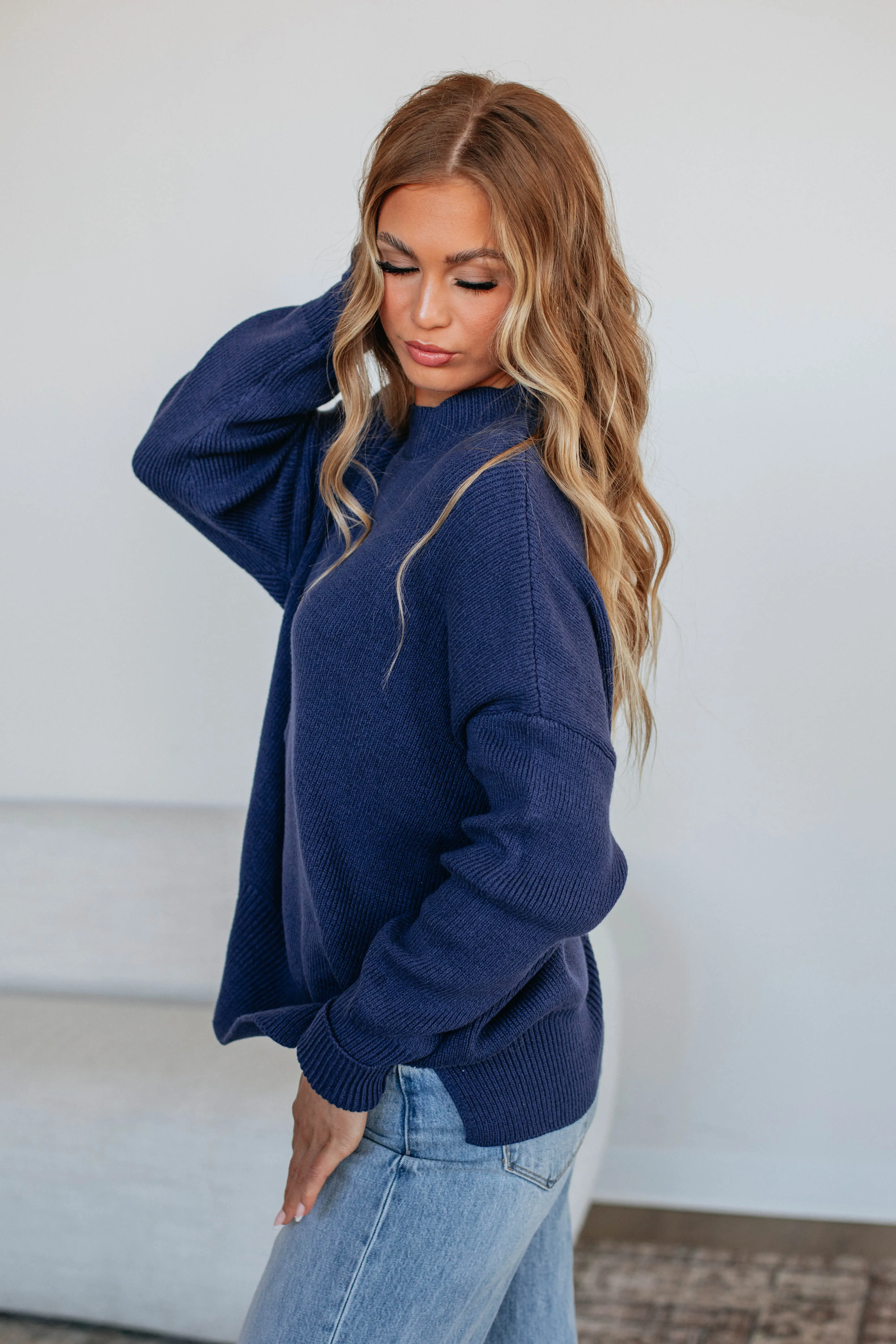 Chelsea Mock Neck Sweater - Navy sold by Wild Oak Boutique product image thumbnail 3