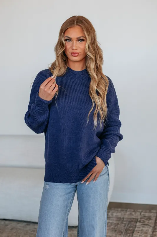 Chelsea Mock Neck Sweater - Navy made by By Together
