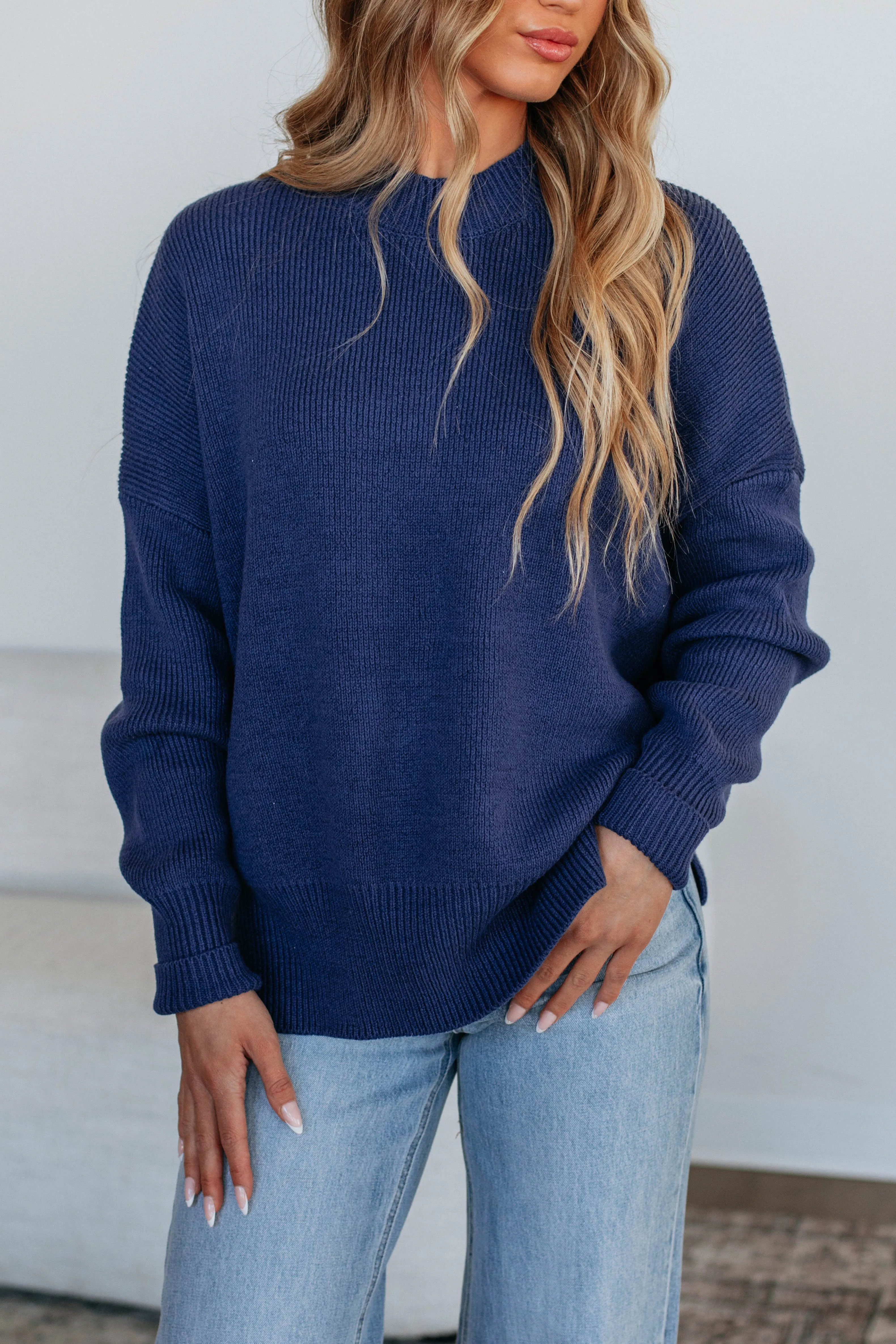 Chelsea Mock Neck Sweater - Navy sold by Wild Oak Boutique product image thumbnail 2