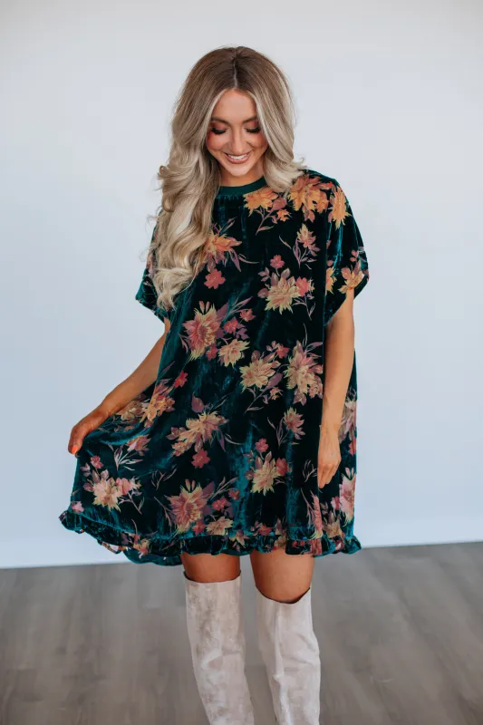 Vanita Floral Velvet Dress sold by Wild Oak Boutique