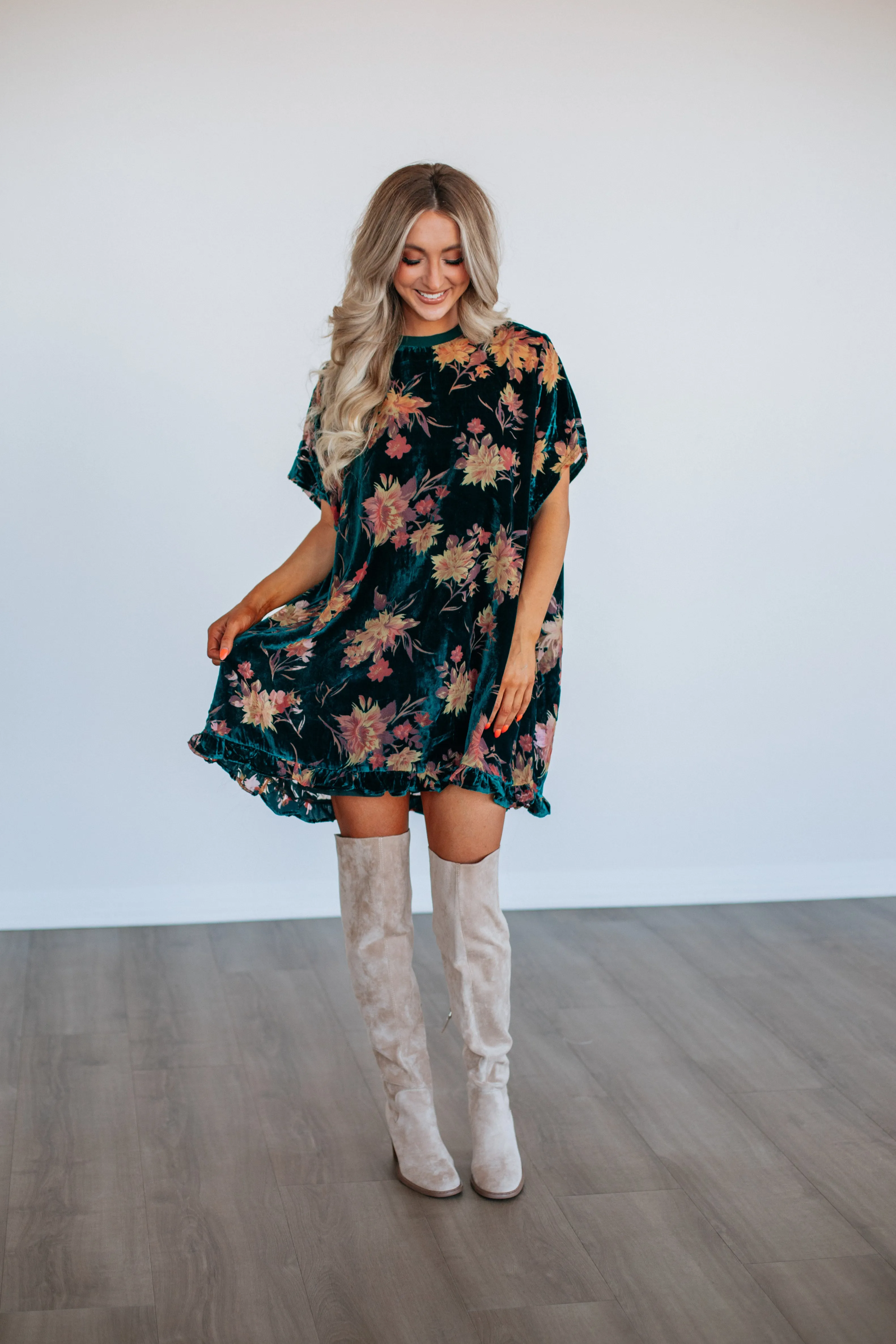 Vanita Floral Velvet Dress sold by Wild Oak Boutique product image thumbnail 5
