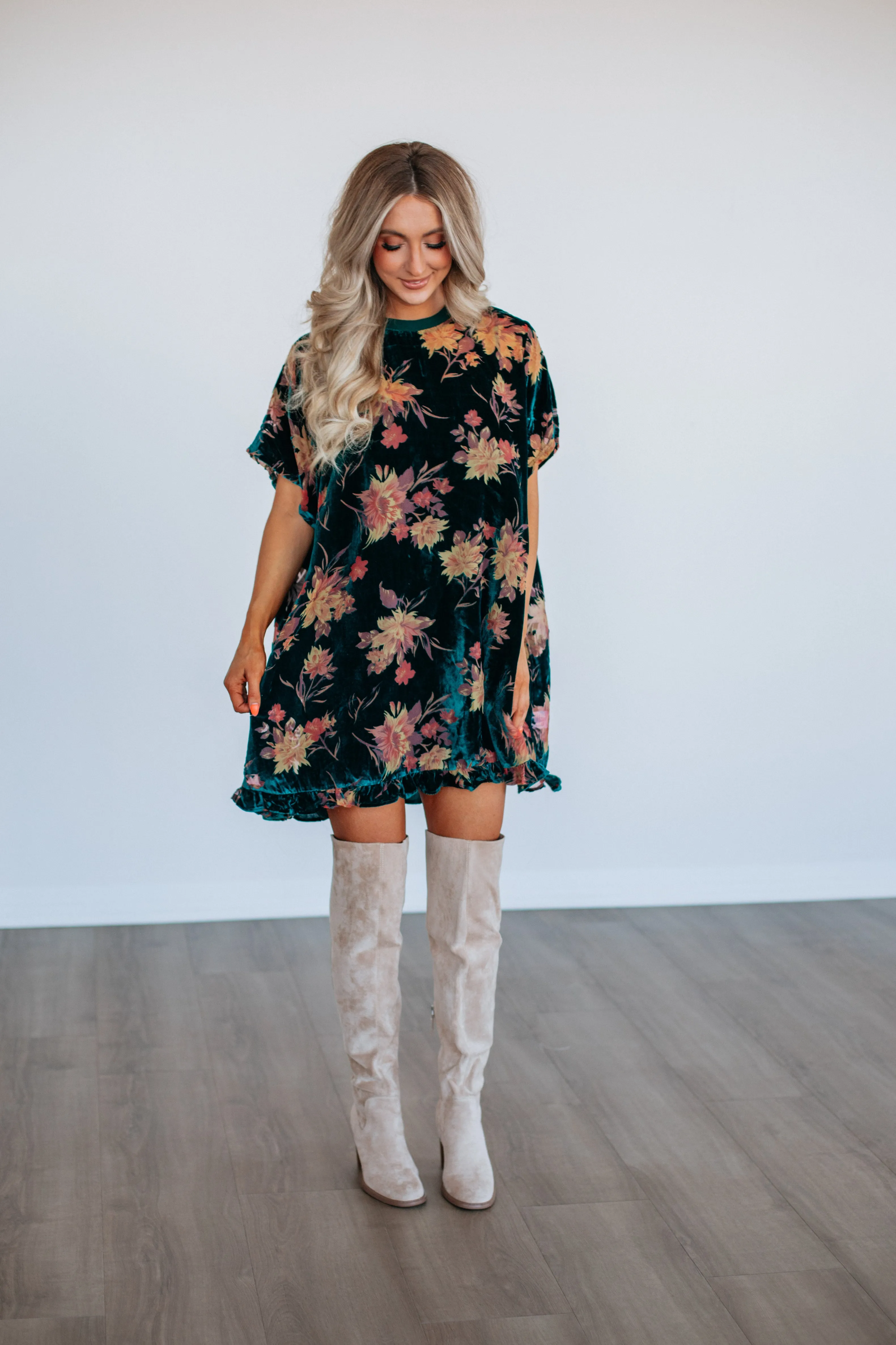 Vanita Floral Velvet Dress sold by Wild Oak Boutique product image thumbnail 3