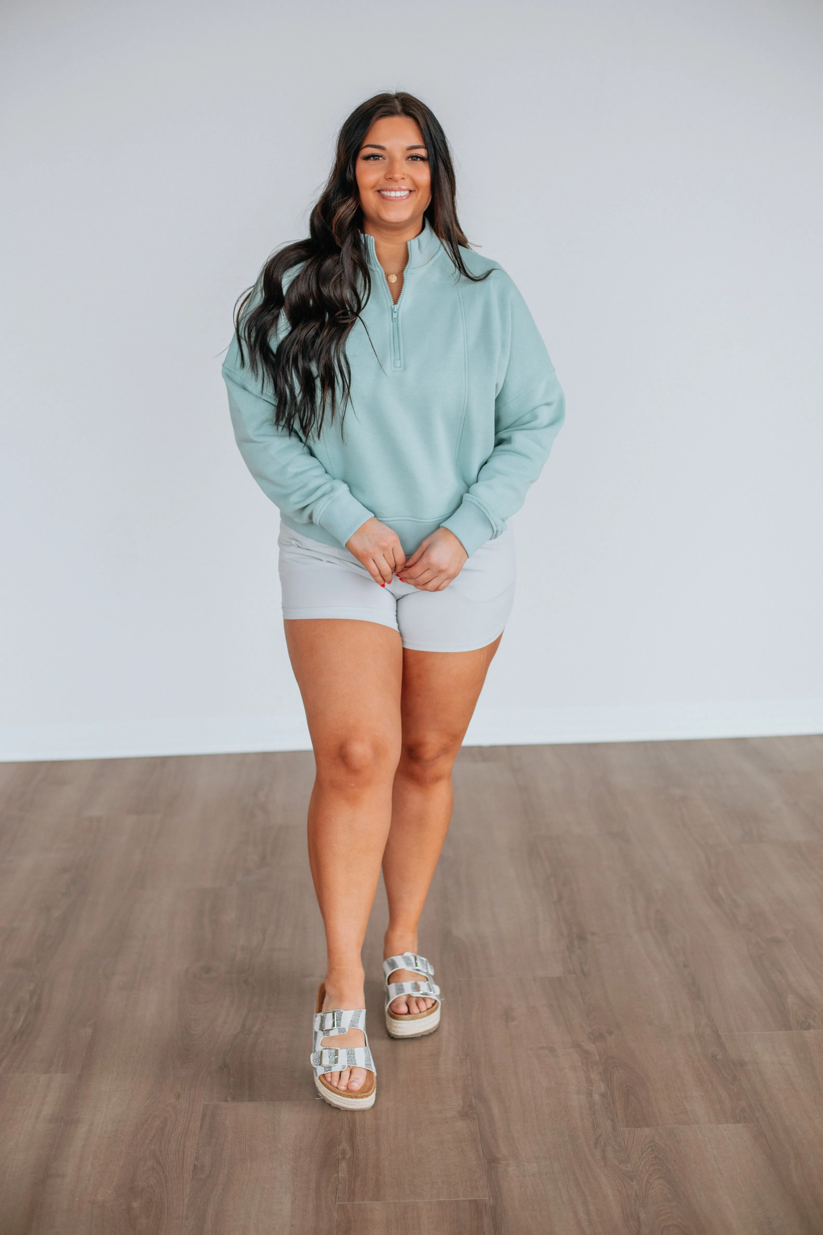 Ellie Half-Zip Pullover - Ice Blue sold by Wild Oak Boutique product image thumbnail 2