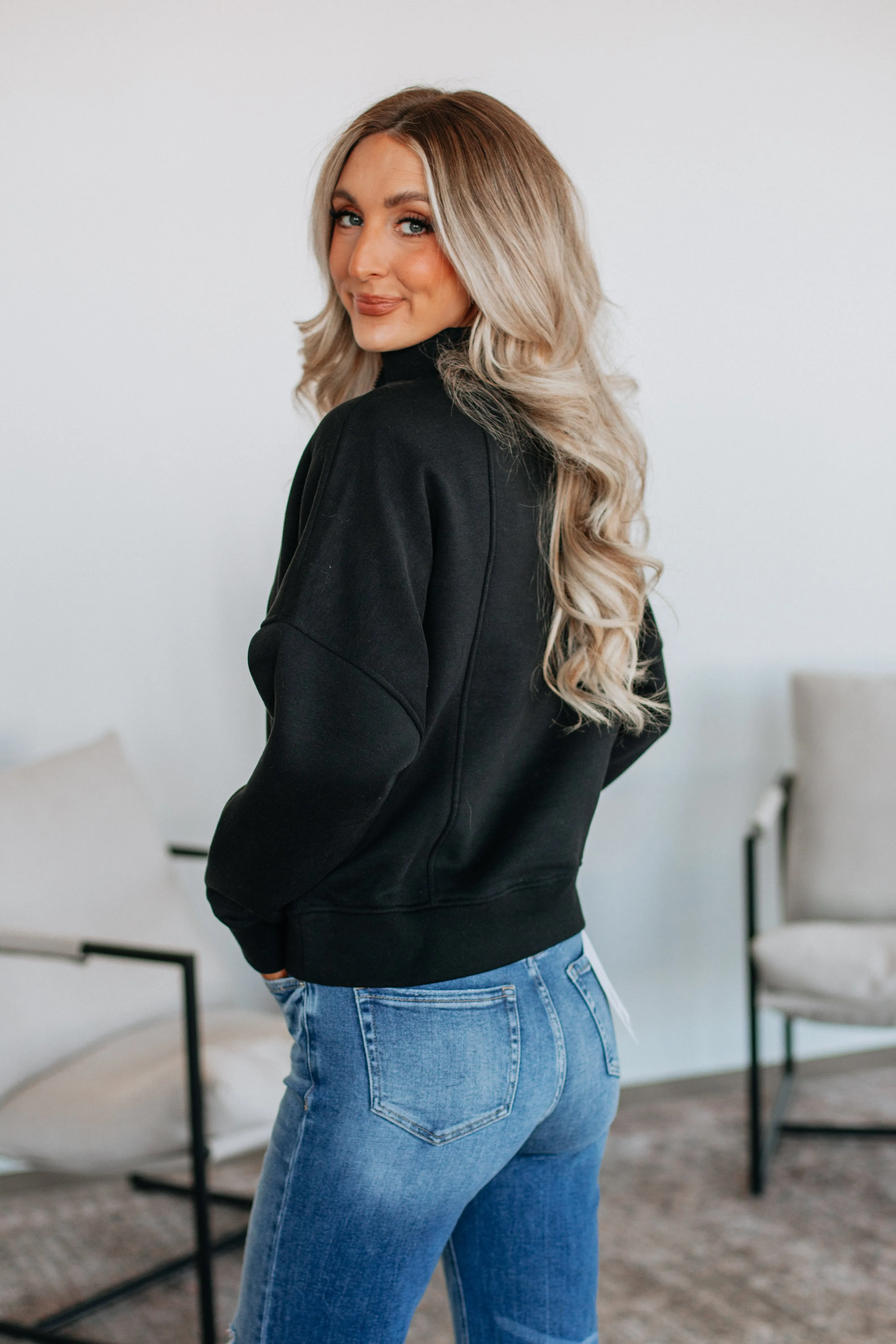 Ellie Half-Zip Pullover - Black sold by Wild Oak Boutique product image thumbnail 5